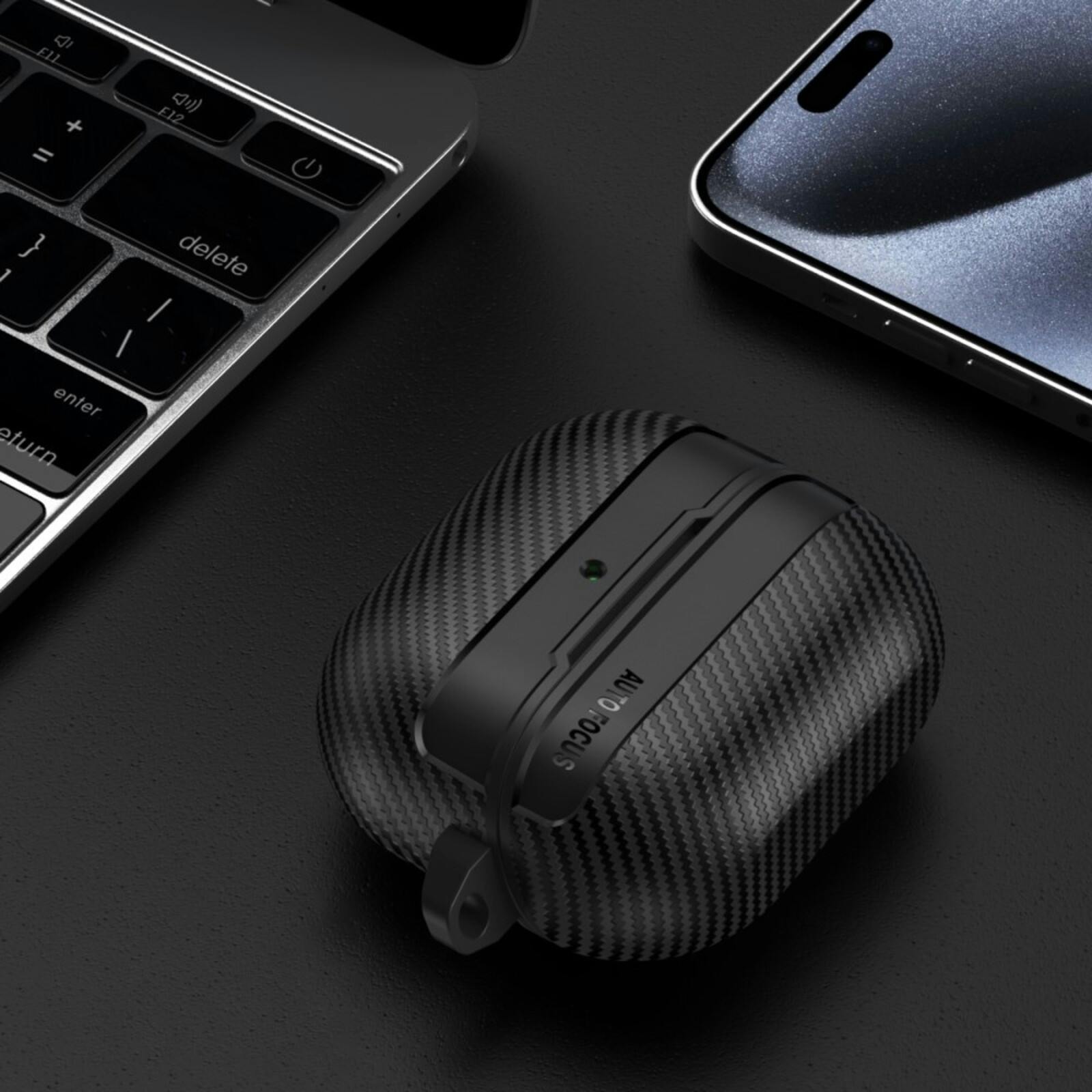 CaseBody Samsung Galaxy Buds3 (Pro) Carbon Shockproof Hoesje Zwart