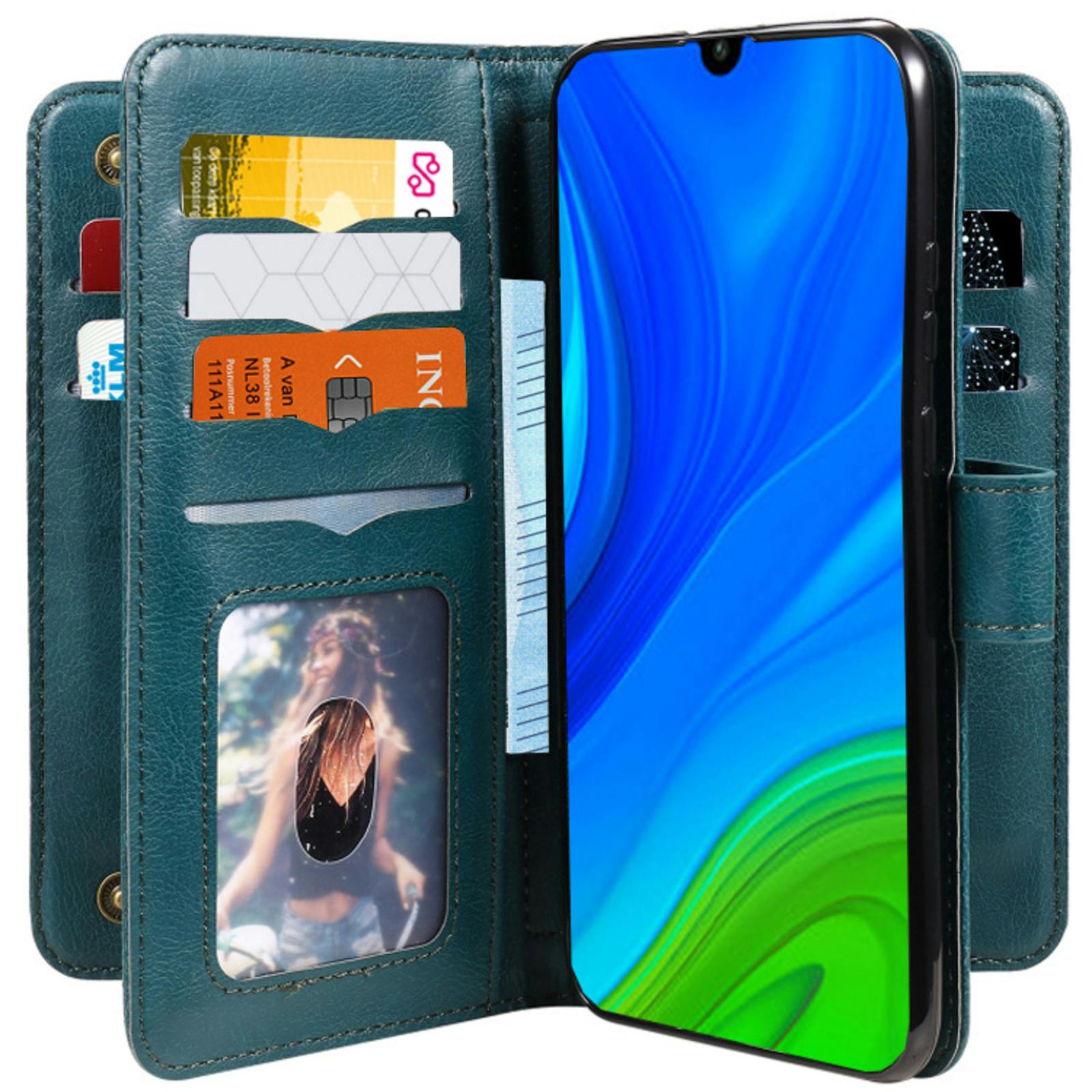 TwoTone Huawei P Smart 2020 Luxury Wallet Groen