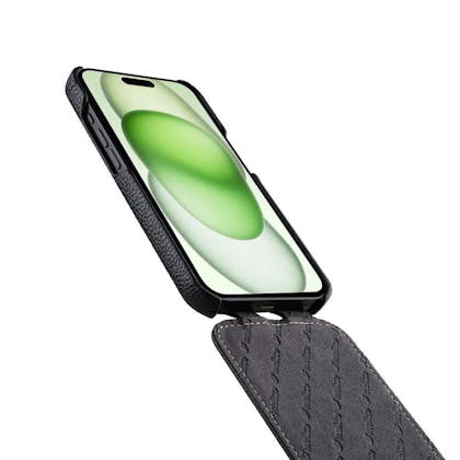 Melkco Apple iPhone 15 Leather Flip Case Zwart