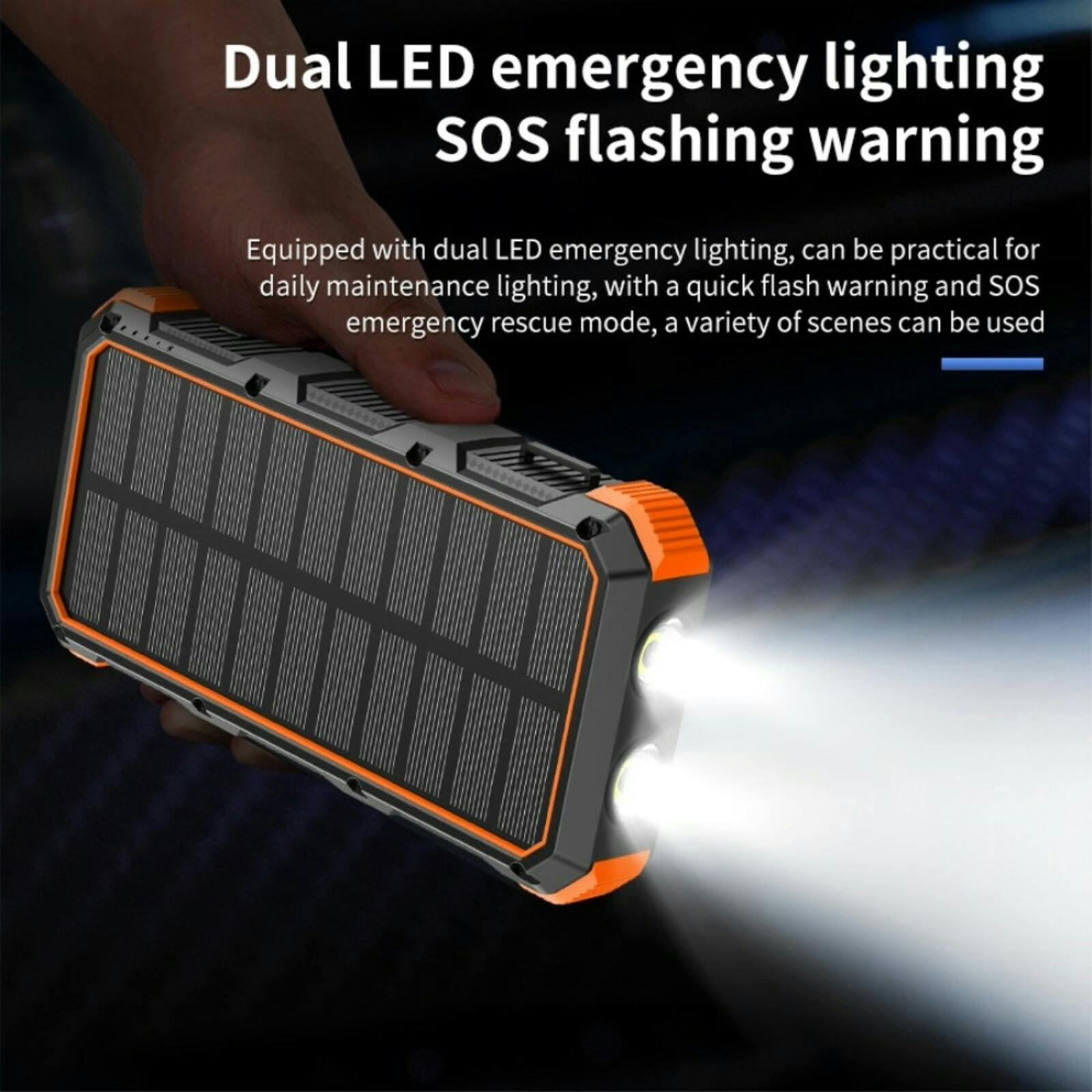 PSOOO 20.000mAh Rugged Solar Charging Powerbank Oranje 20.000 mAh
