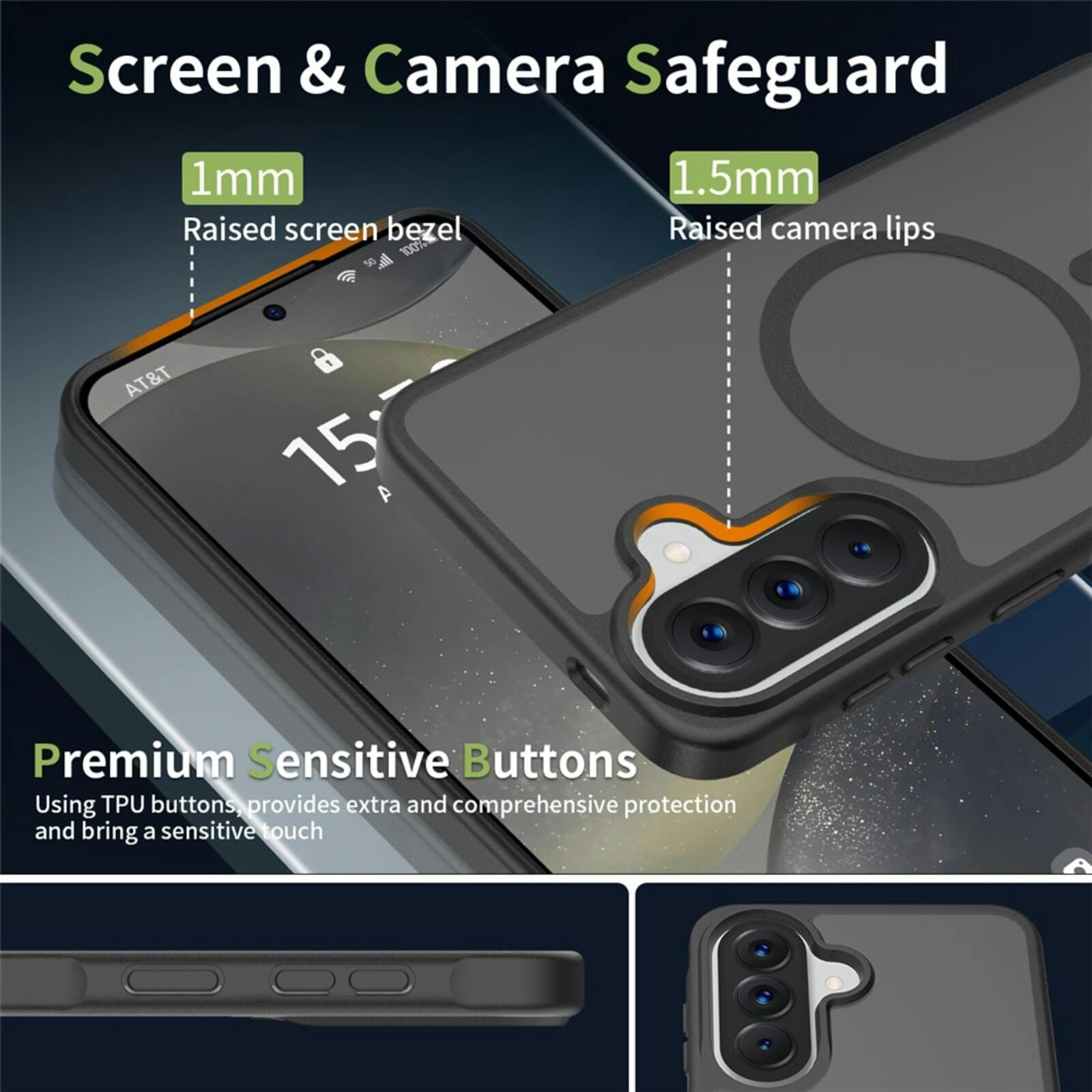 CaseBody Samsung Galaxy A57 Slim Anti-Shock MagSafe Hoesje Zwart