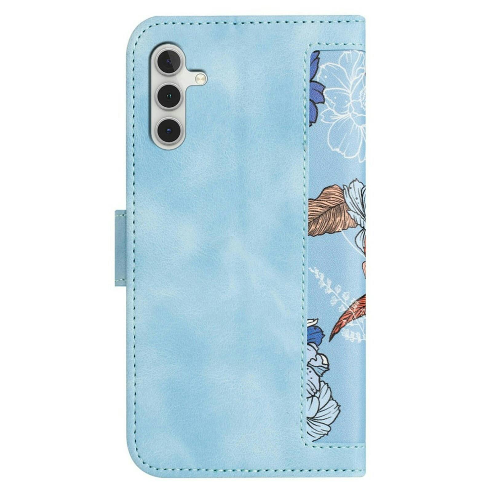 Mocaa Samsung Galaxy A55 Floral Series Bookcase Blauw