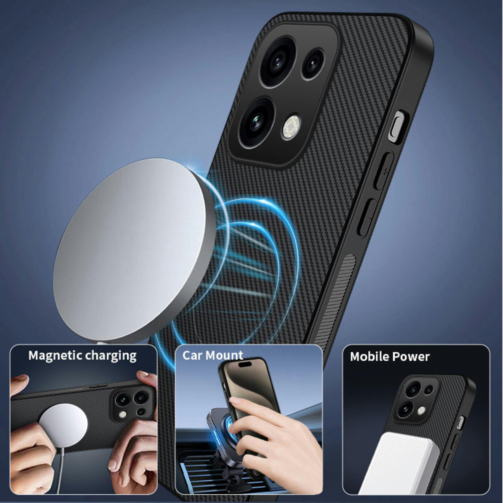 CaseBody OPPO Reno16 F 5G Carbon Fiber Magnetic Hoesje Zwart