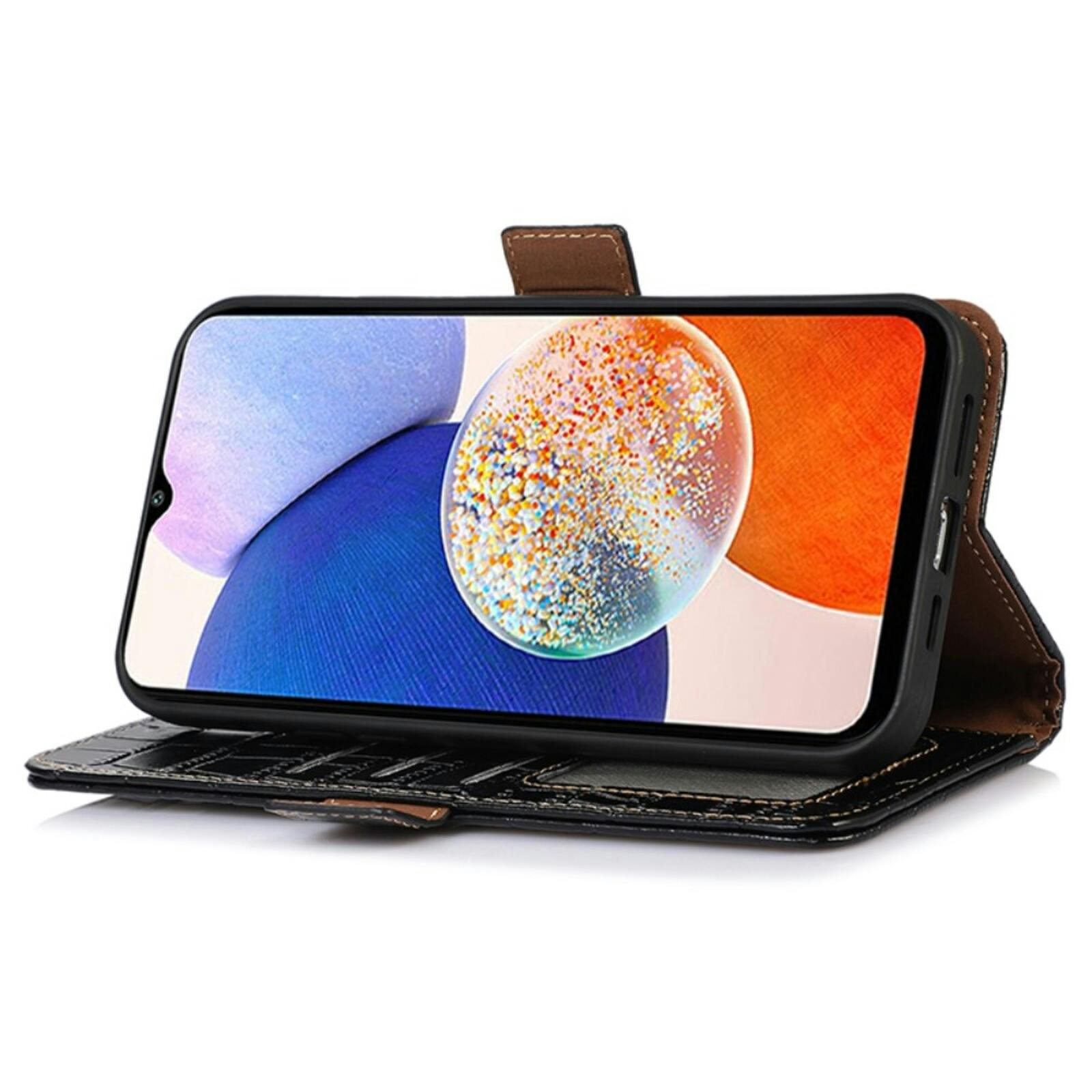 Mocaa Samsung Galaxy S25 / S24 Croco Book Case Leer Zwart