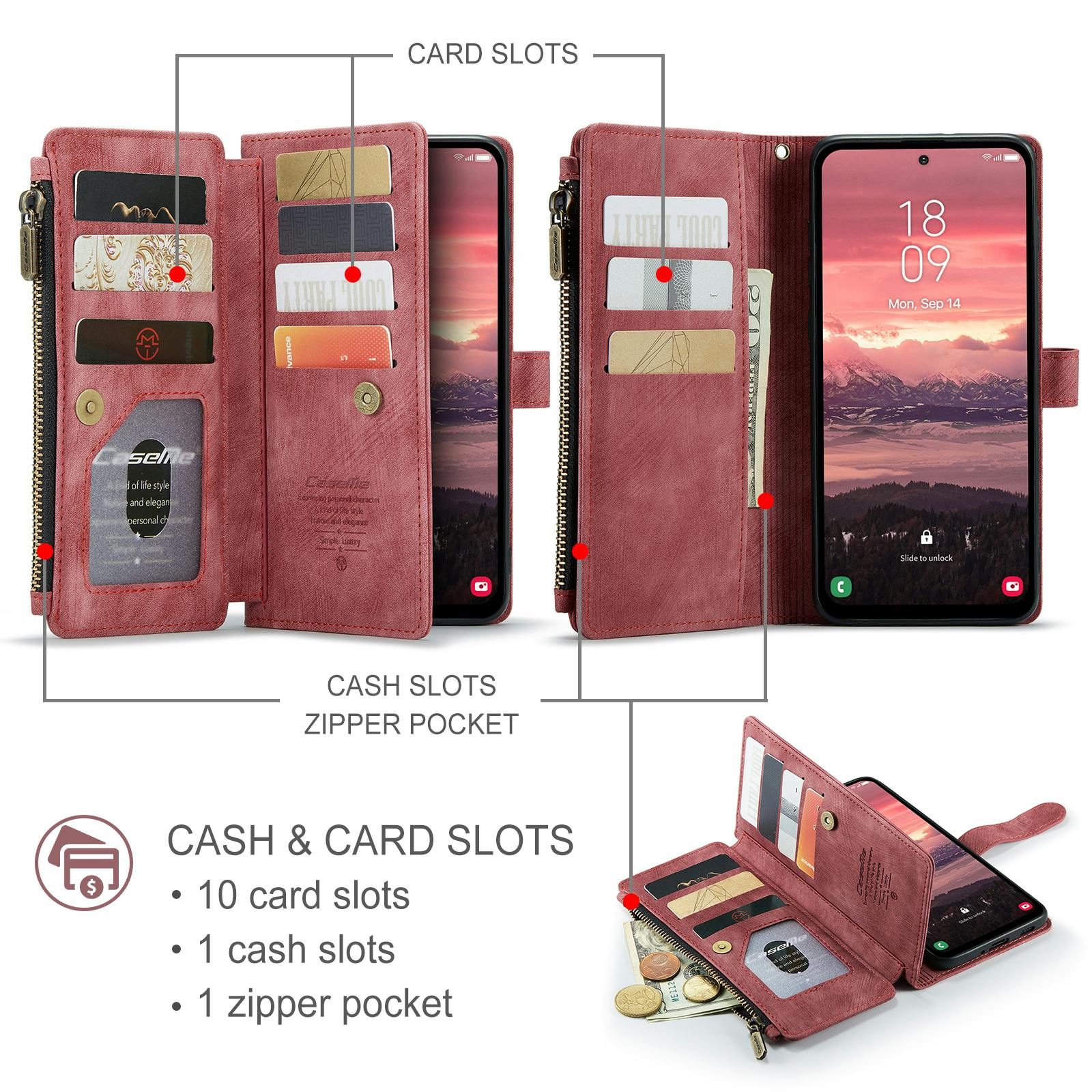 Caseme Samsung Galaxy A57 Vintage Wallet Hoesje Rood