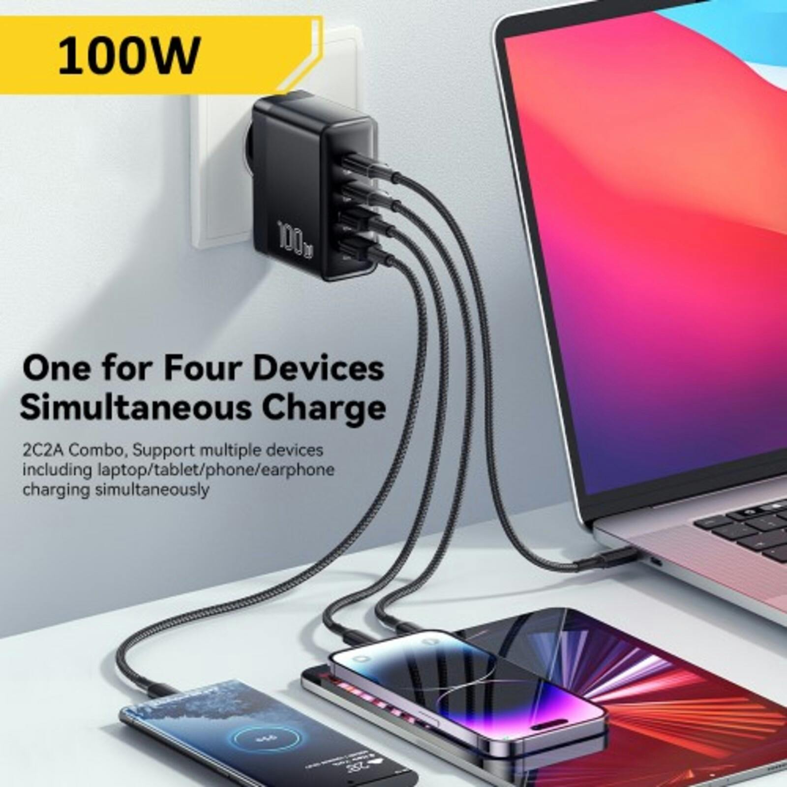 Essager 100W Multi-Port Quick Charger Wit