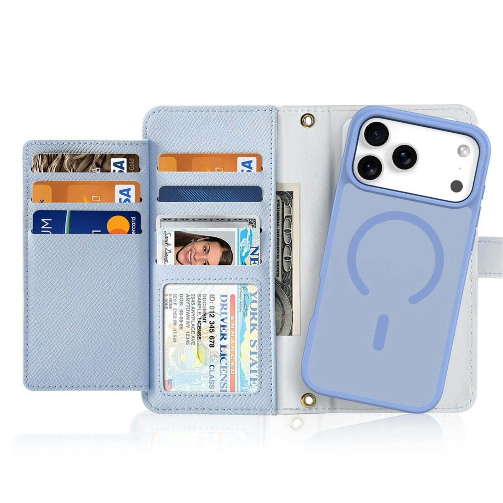 DUX DUCIS iPhone 18 Pro Max 2-in-1 Leren Book Case met Afneembare Portemonnee Blauw