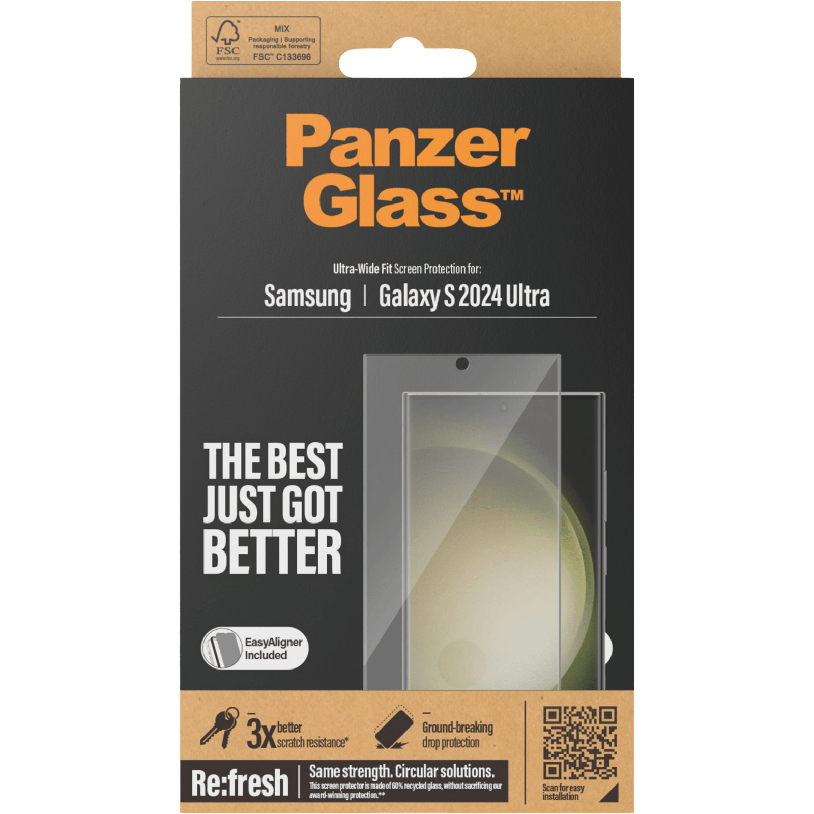 PanzerGlass Galaxy S24 Ultra Wide Fit Screenprotector Transparant