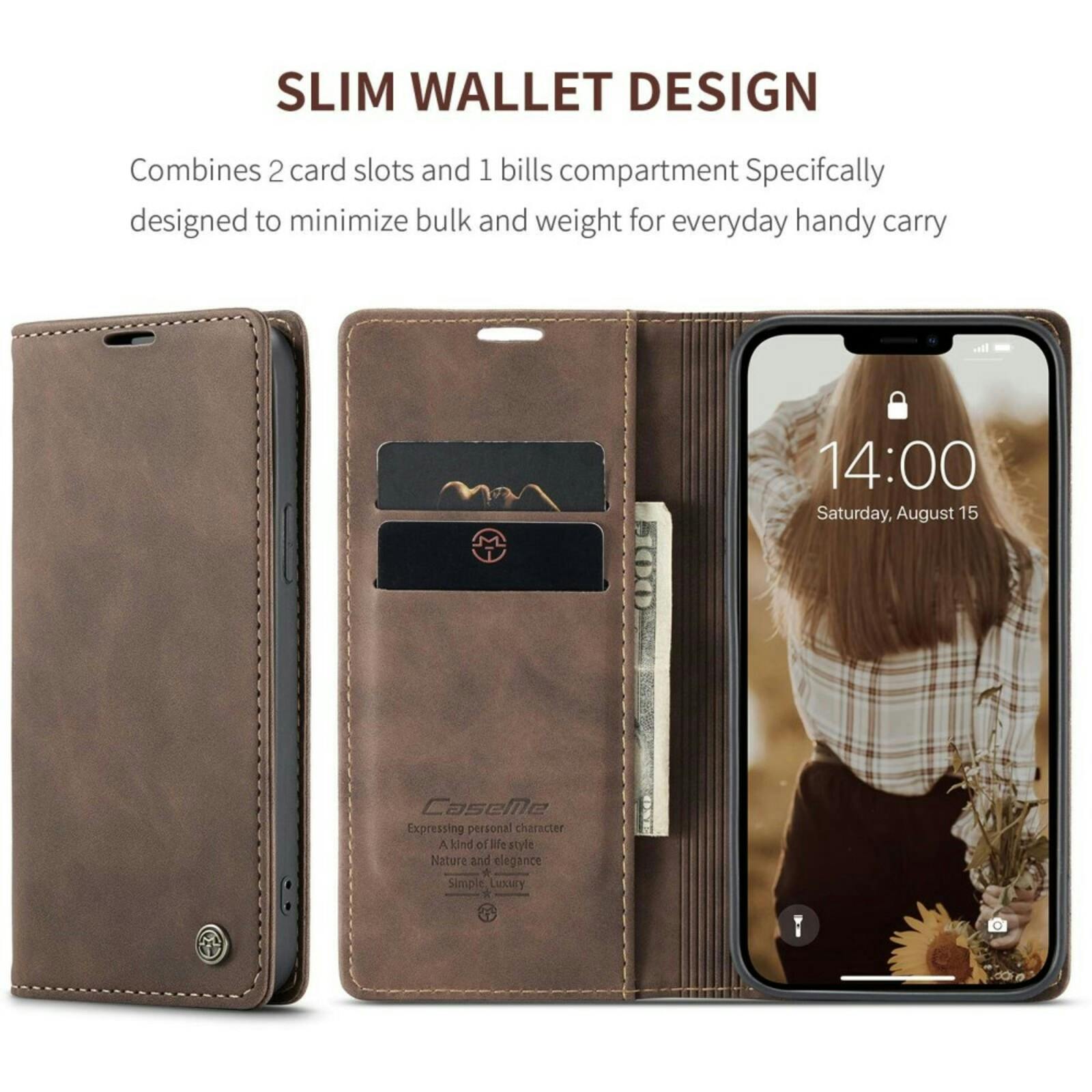 Caseme iPhone 13 Business Wallet Bookcase Hoesje Donkerbruin