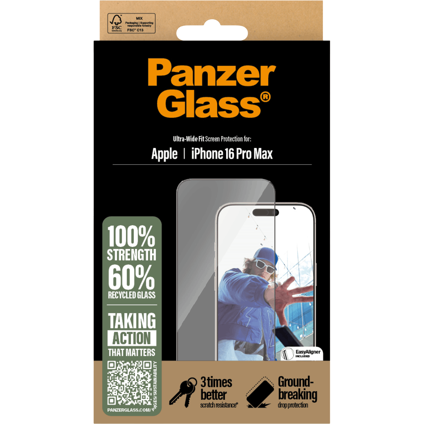 PanzerGlass iPhone 16 Pro Max Ultra-Wide Fit Screenprotector