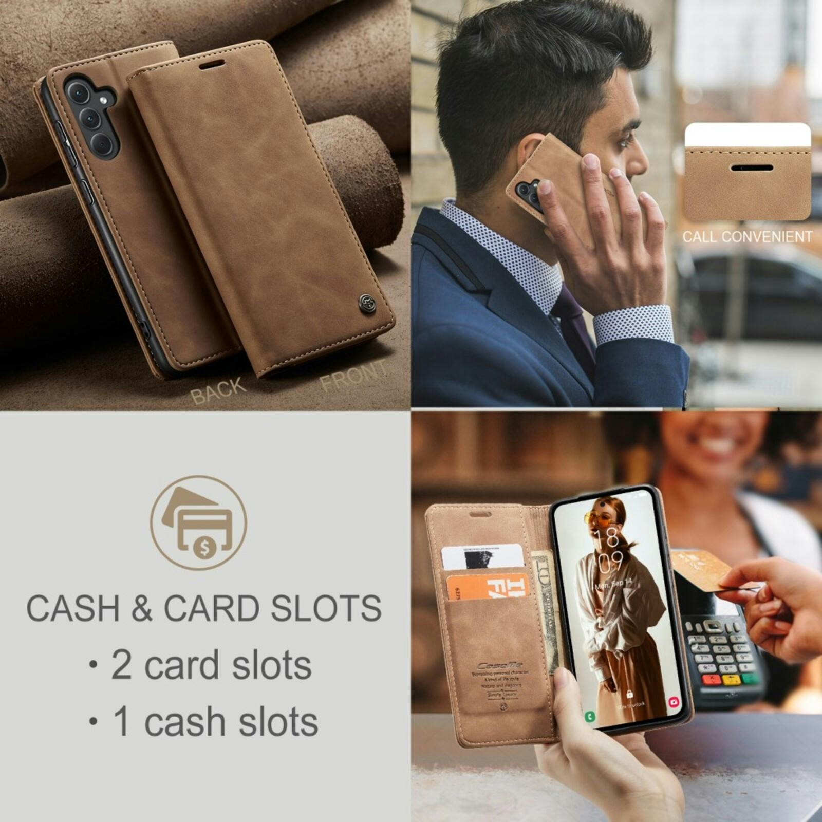 Caseme Samsung Galaxy A56 Business Bookcase Hoesje Bruin