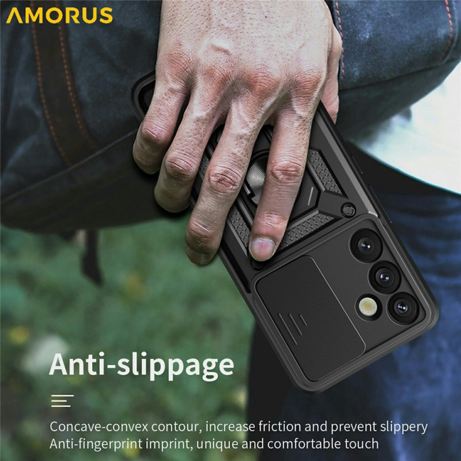 Amorus Samsung Galaxy S26 Plus Shield Case met Camera-schuif Groen