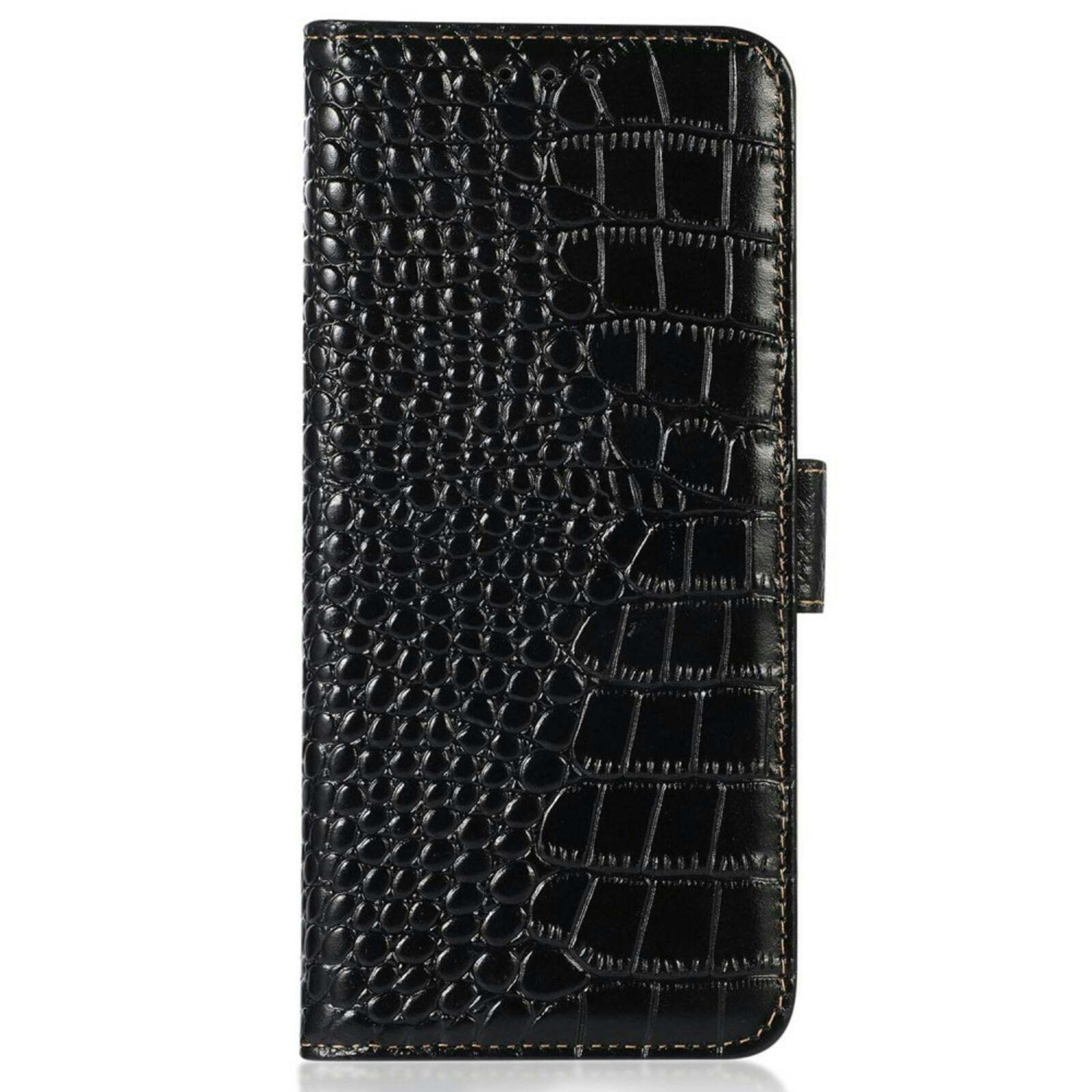 Mocaa Samsung S23 FE Croco Book Case Leer Zwart