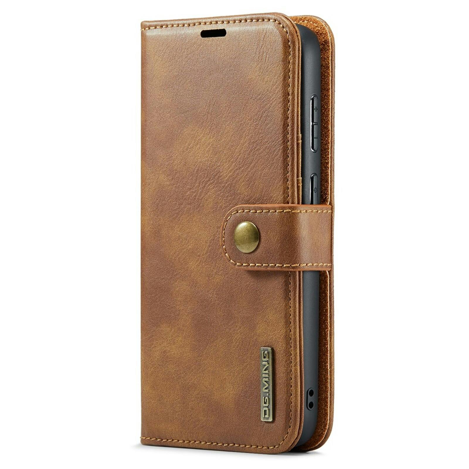 DG.MING Samsung Galaxy S25 Lederen 2-in-1 Wallet Hoesje Bruin