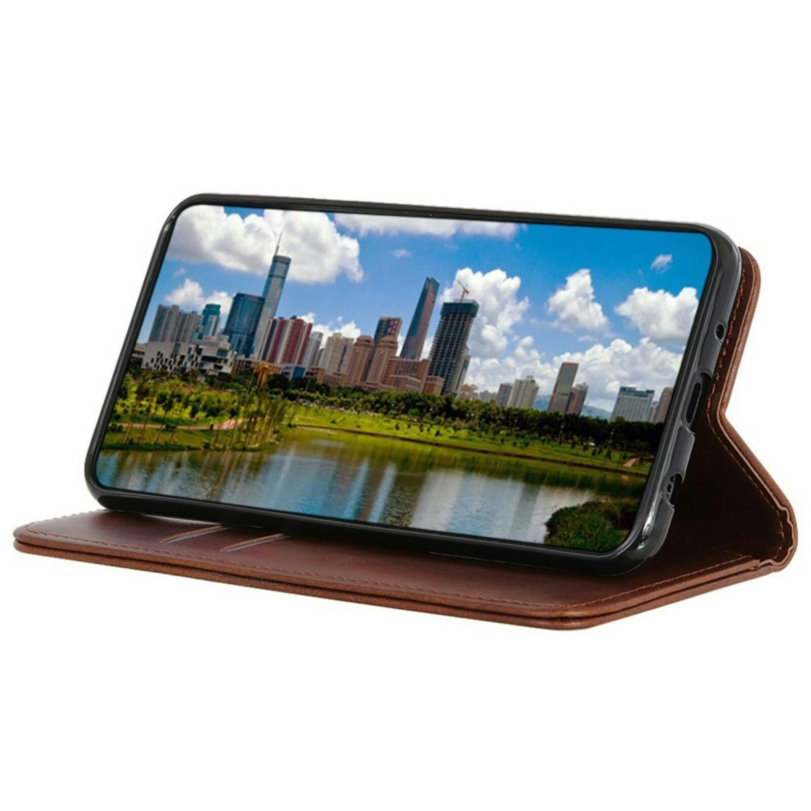 CaseBody Google Pixel 9 / Pixel 9 Pro Real Leather Wallet Hoesje Bruin