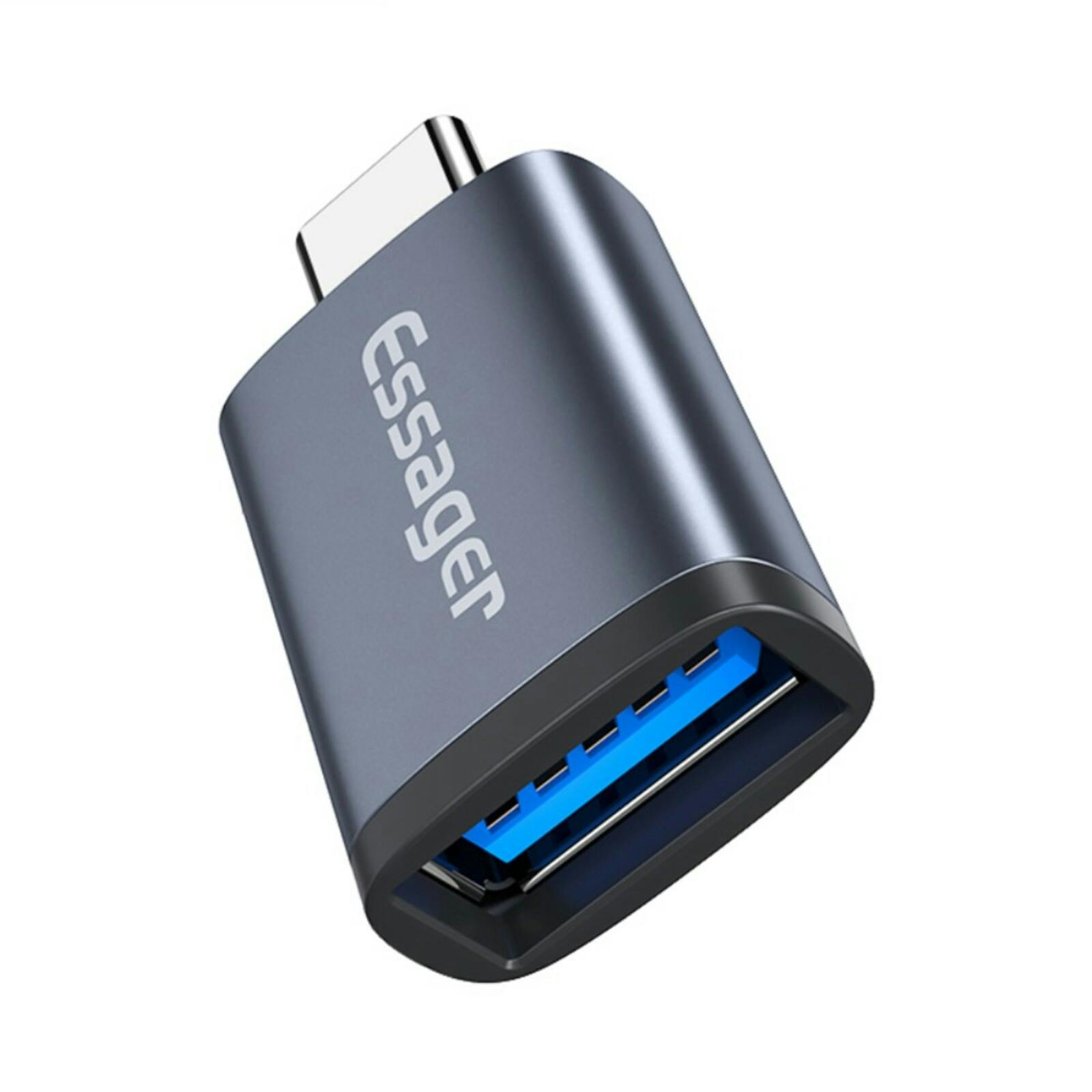Essager USB-A naar USB-C Adapter Grijs