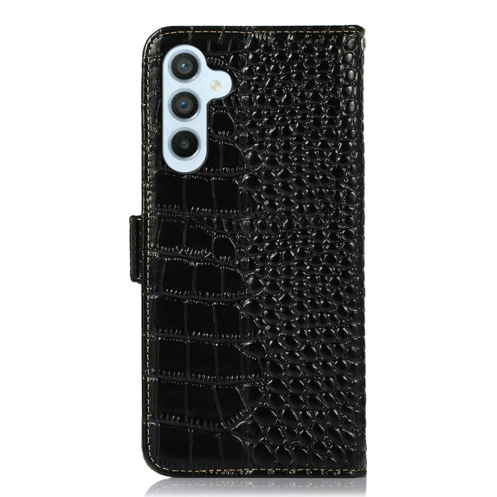 Mocaa Samsung Galaxy A55 Croco Book Case Leer Zwart