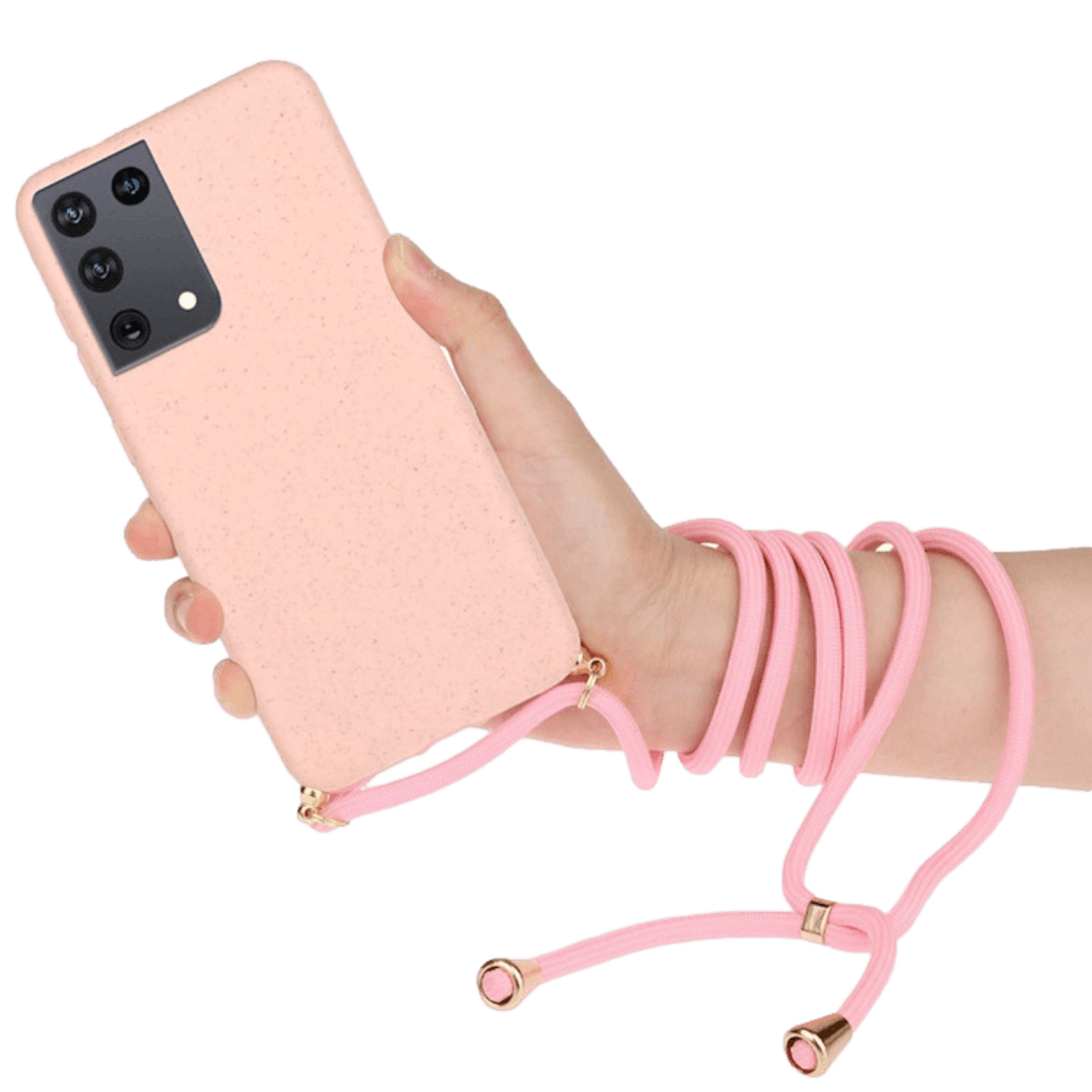 Mocaa Samsung Galaxy S21 Ultra Telefoonhoesje met Koord Roze