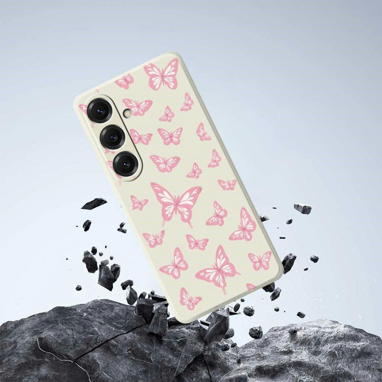 Mocaa Samsung Galaxy S25 Beschermhoesje Vlinders Meerkleurig