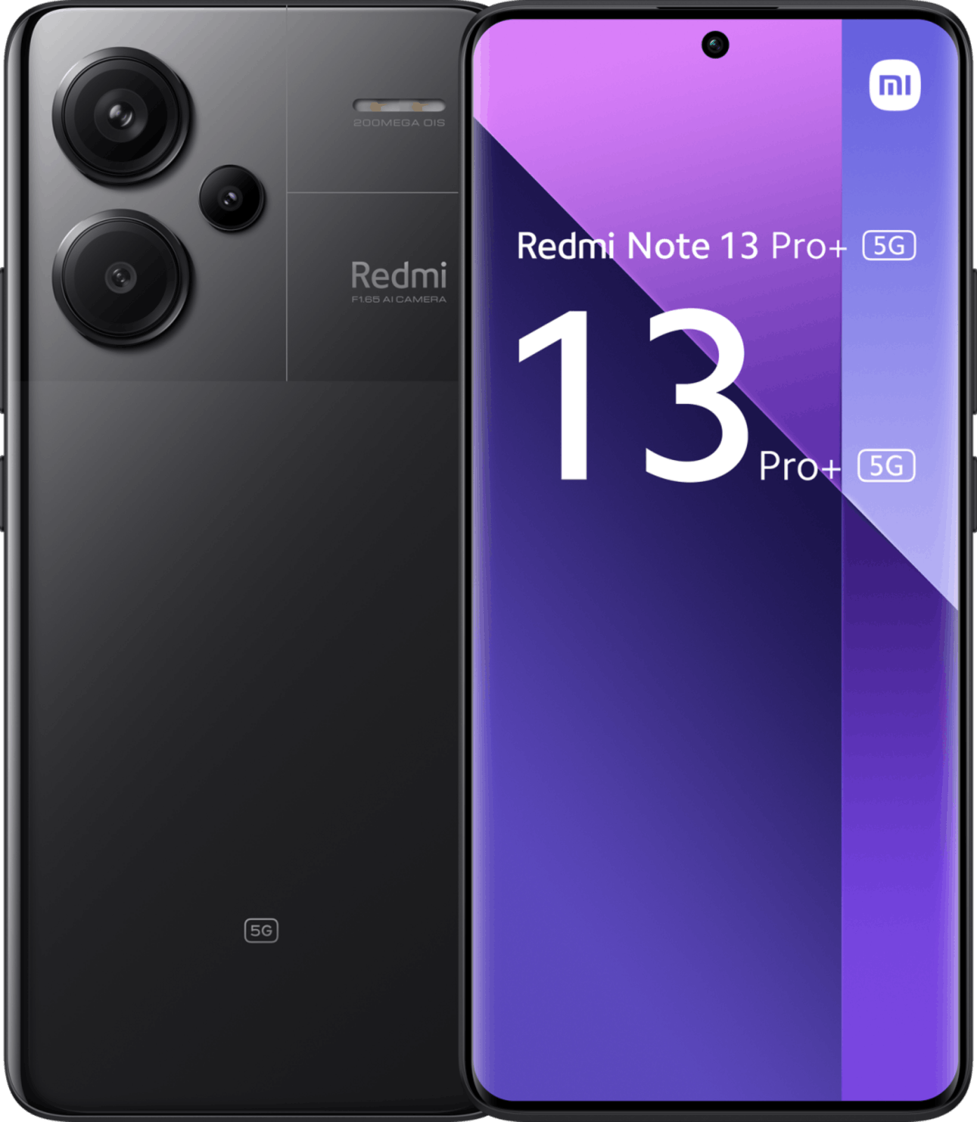 Xiaomi Redmi Note 13 Pro+ 5G Midnight Black - Voorkant & achterkant