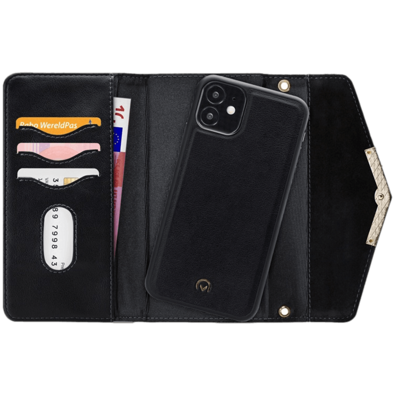 Mobilize iPhone 12 (Pro) Velvet Clutch Zwart