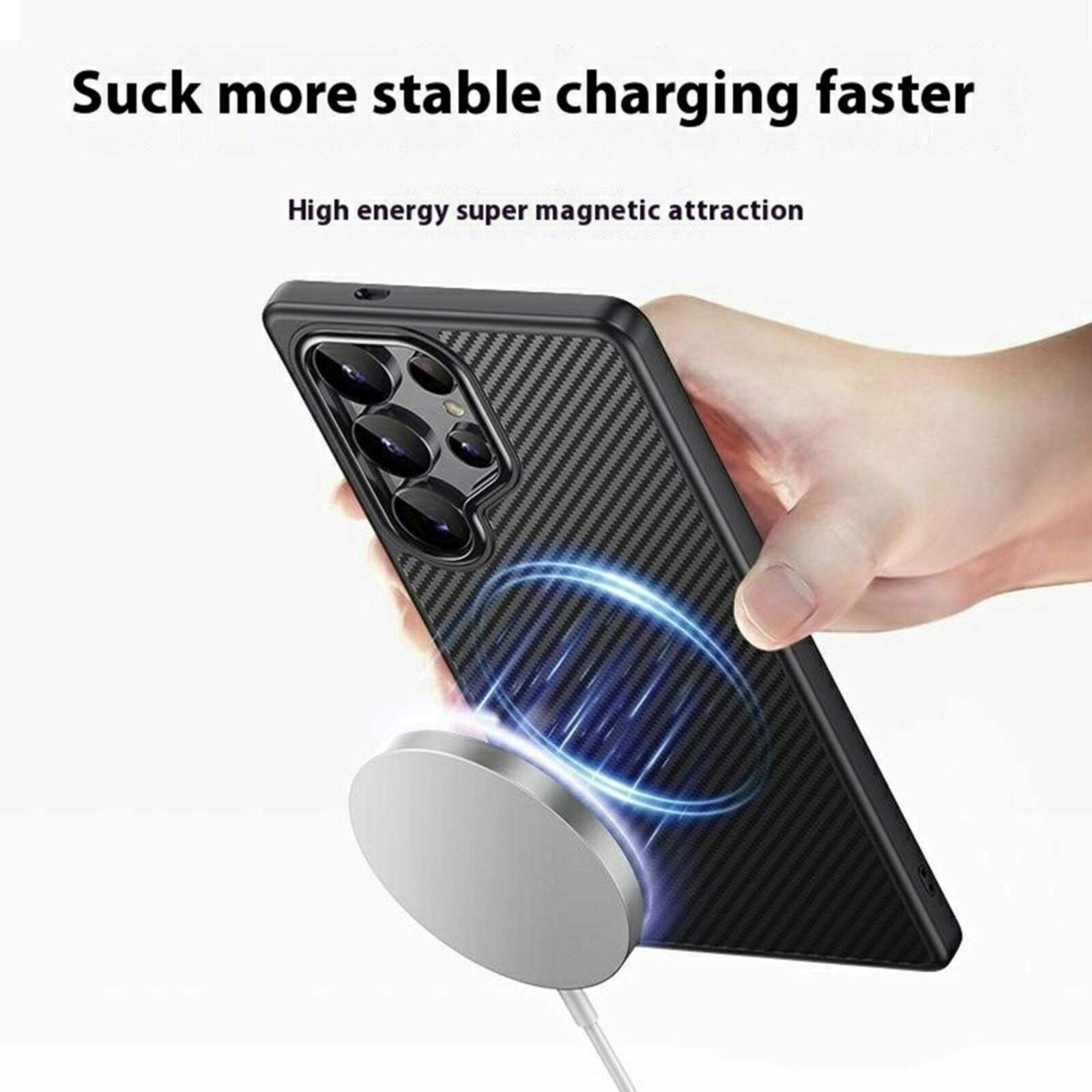 Mocaa Samsung S25 Ultra Slim Carbon Pantser MagSafe Case Zwart