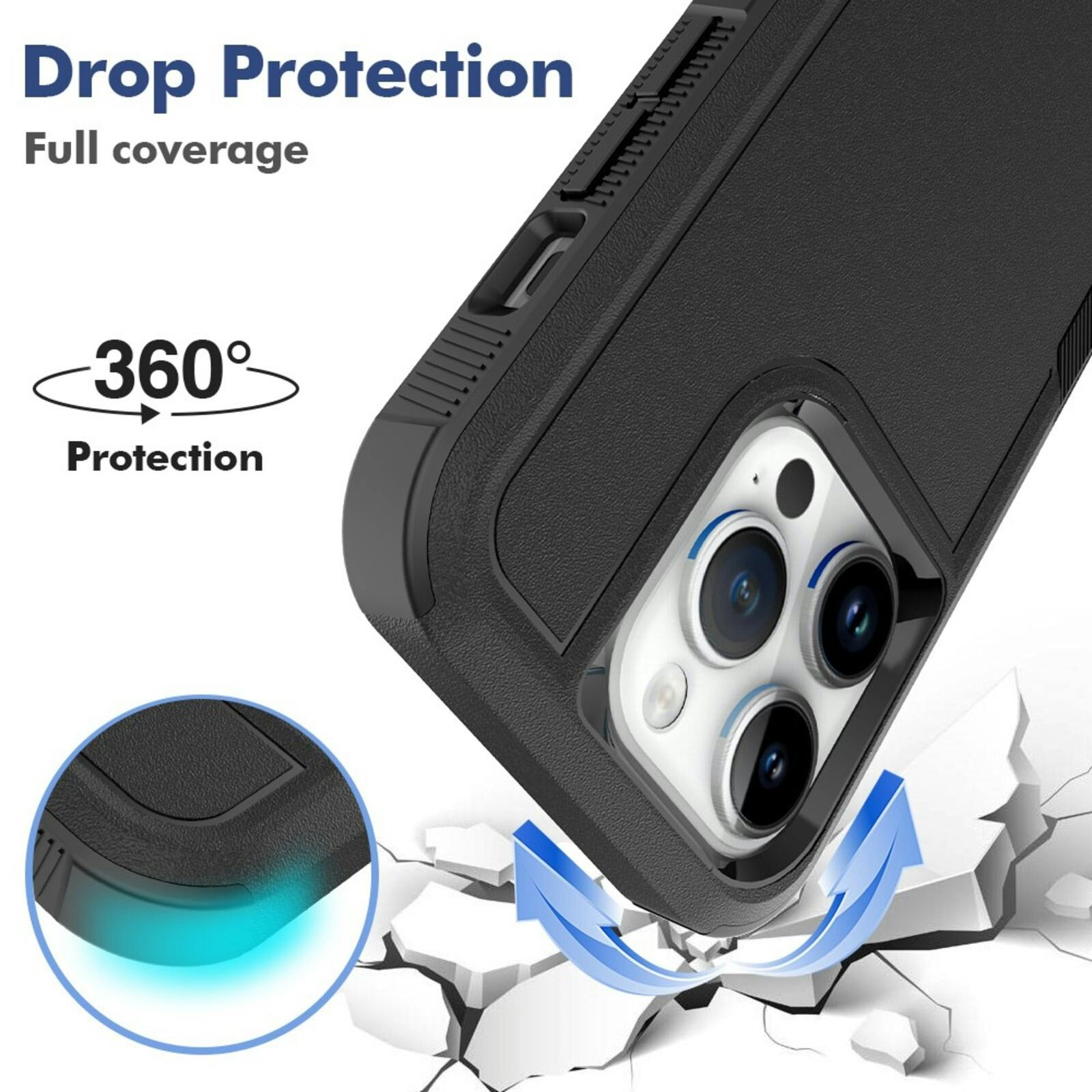 CaseBody Apple iPhone 15 Pro Rugged Armor Back Cover Zwart