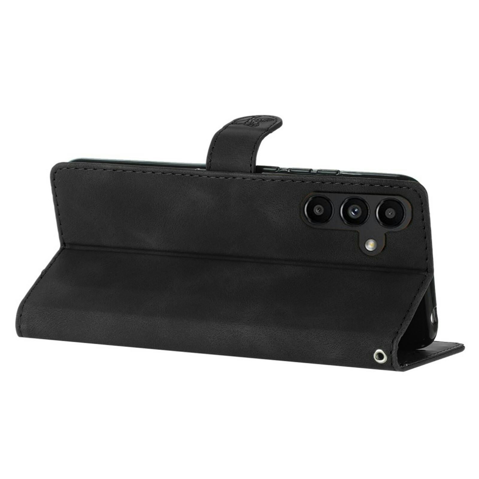 Comfycase Samsung Galaxy A16 Zacht Boek Hoesje met Gravure Zwart