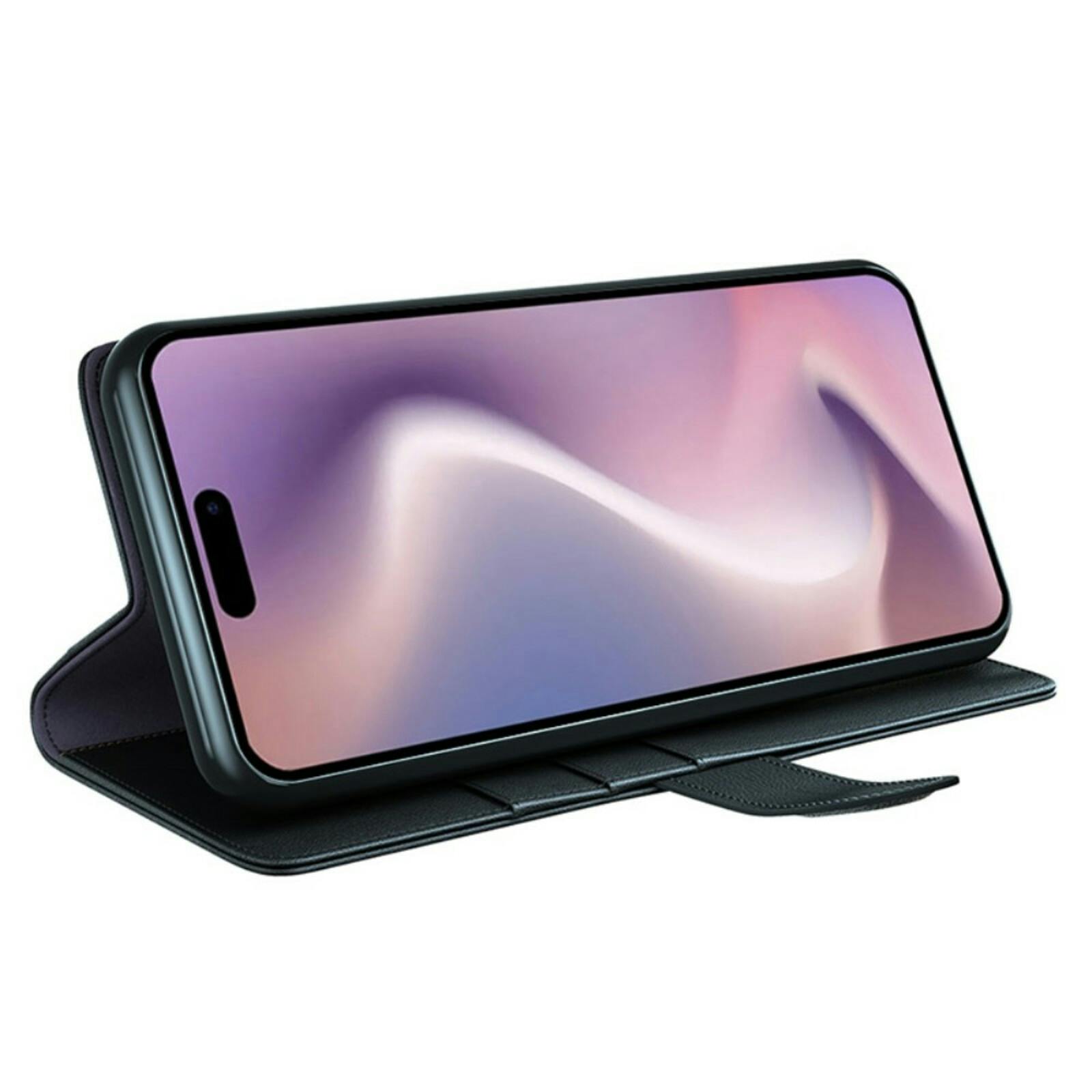 Fonexio Apple iPhone 16 Pro Max Luxe Lederen Book Case Zwart