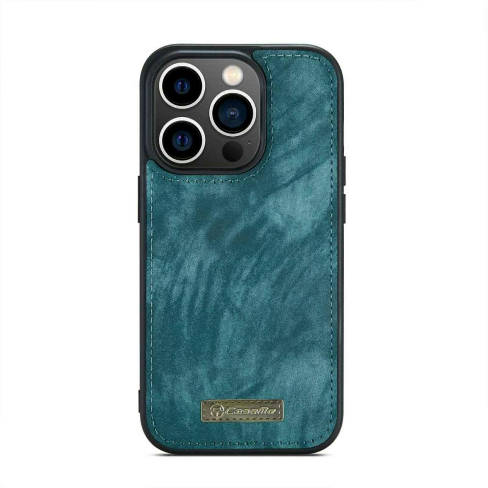 Caseme iPhone 14 Pro Max Vintage Portemonnee Hoesje Blauw