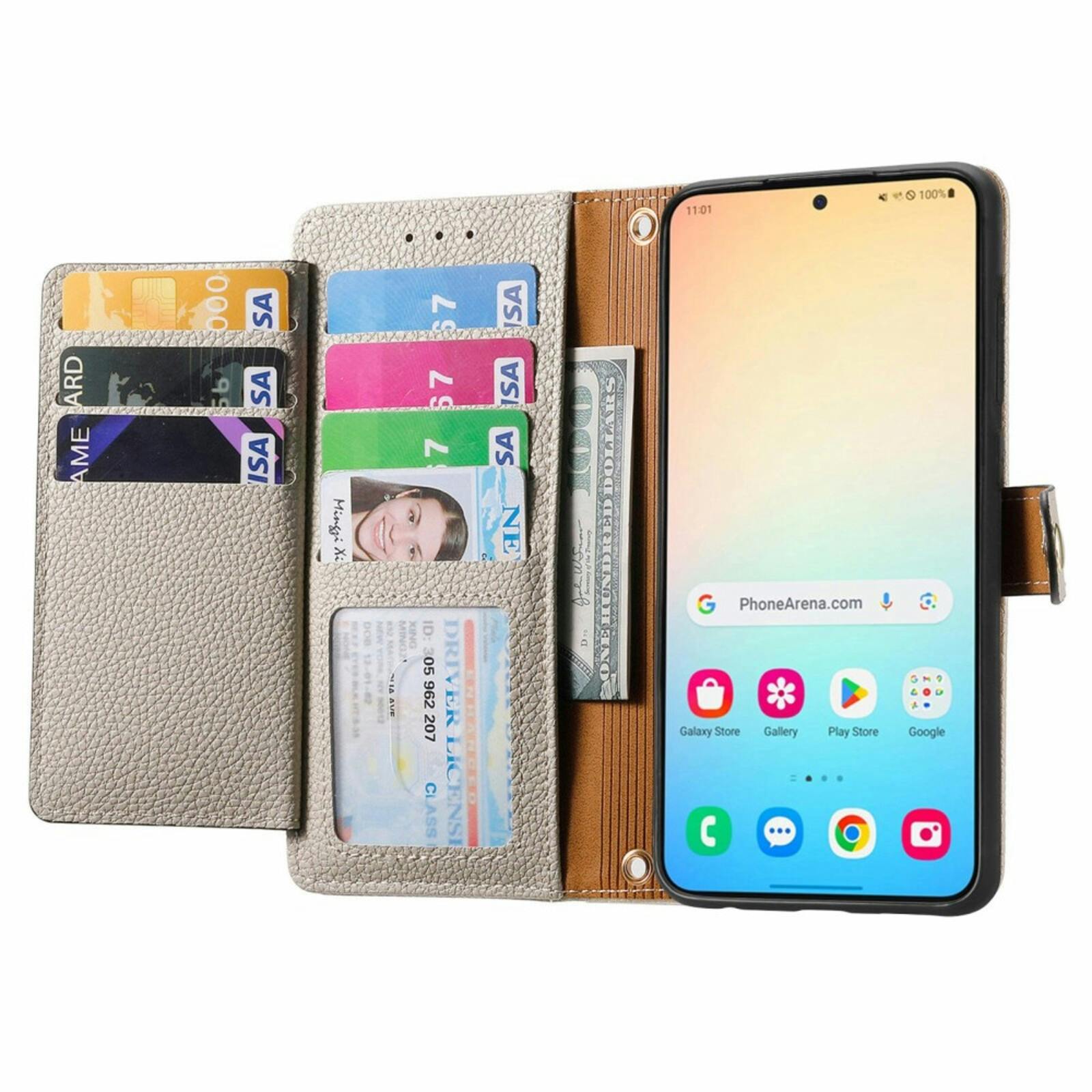 Mocaa Samsung Galaxy S24 Love Heart Wallet Hoesje Beige