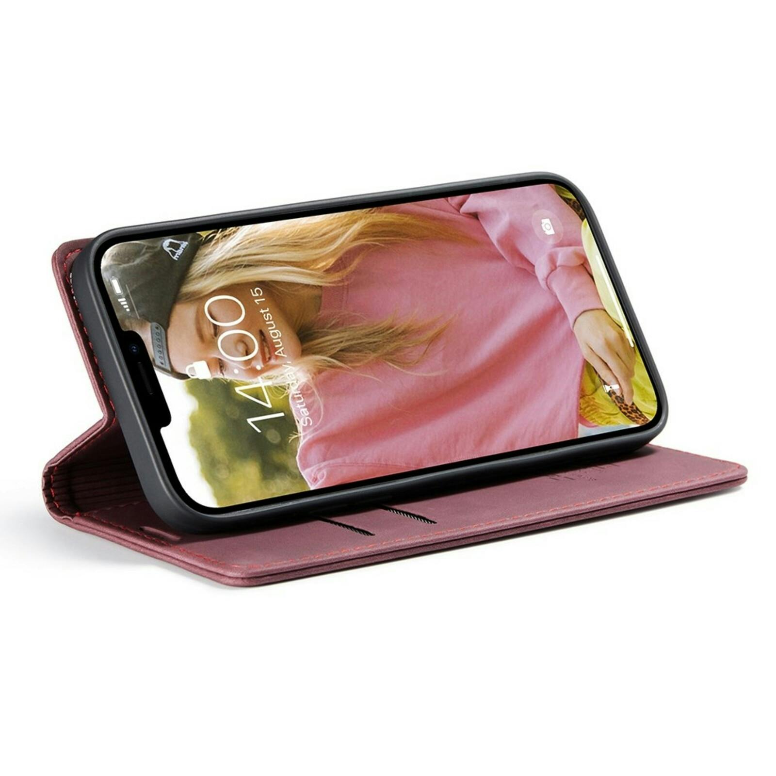 Caseme iPhone 13 Business Wallet Bookcase Hoesje Rood