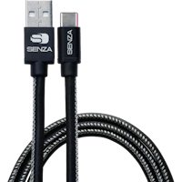 Senza Leren Oplaadkabel USB-C Zwart - Voorkant