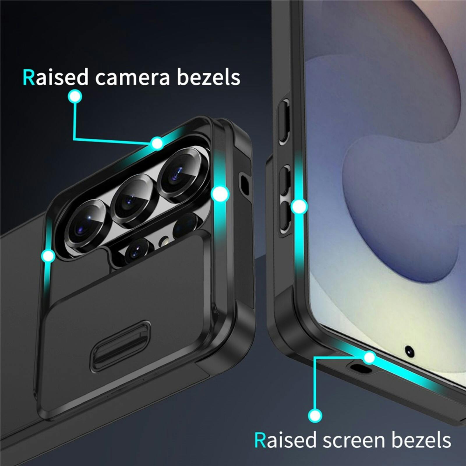 Comfycase Samsung Galaxy S26 Ultra Stevig Beschermhoesje met Camerabeschermer Zwart