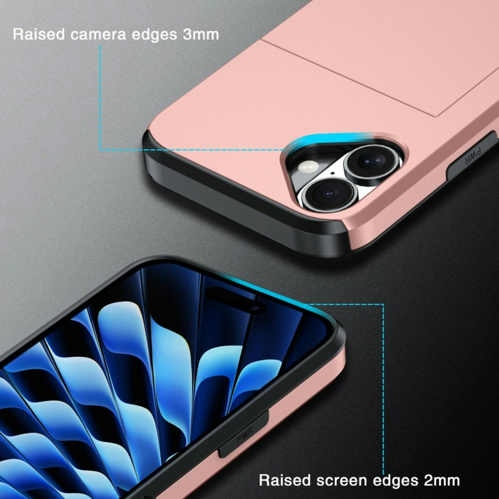 Slide Case Apple iPhone 16 Plus Hoesje met Pashouder Roségoud