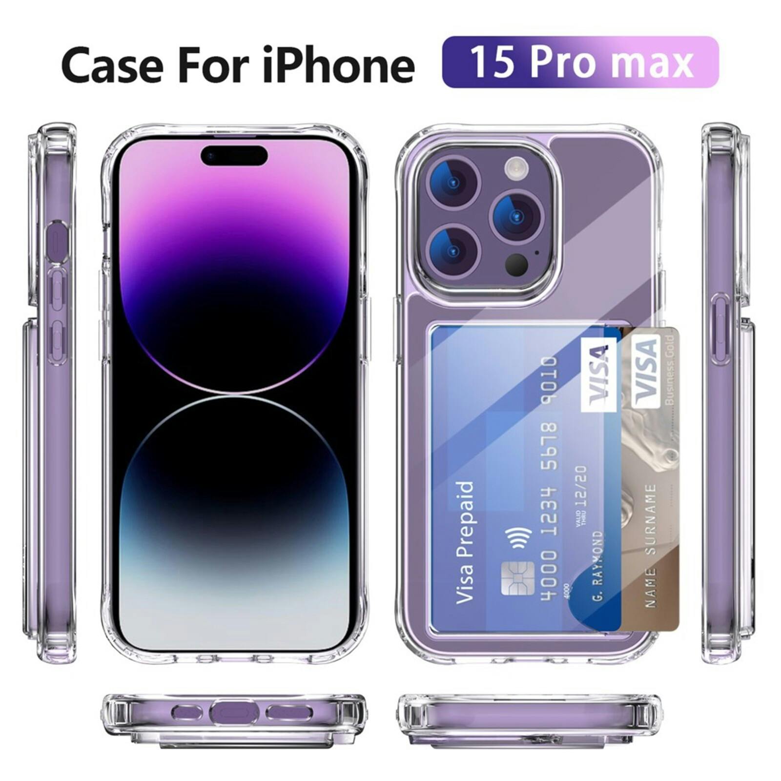 CaseBody Apple iPhone 15 Pro Shockproof Hoesje met Pasruimte Transparant