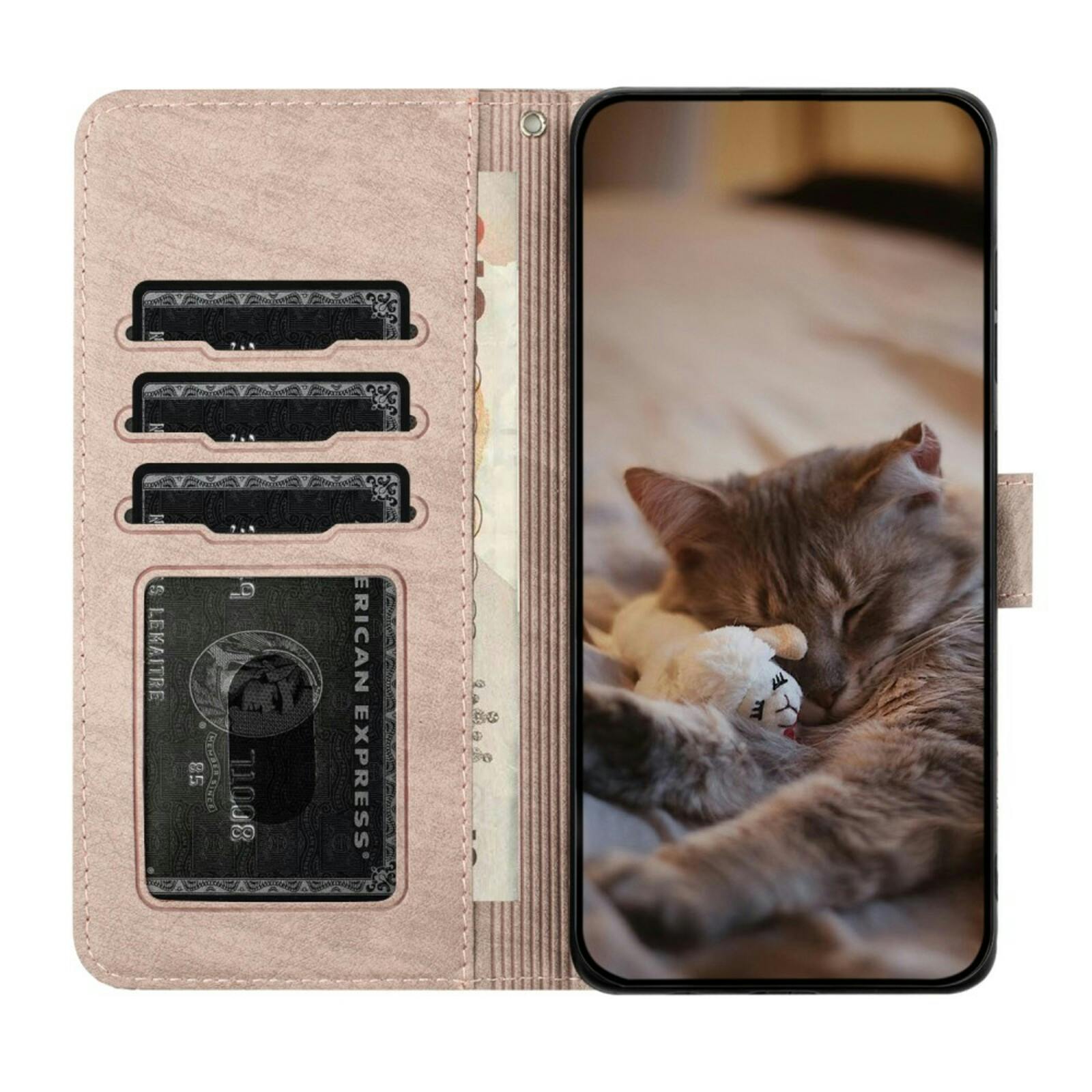 Comfycase Samsung S23 FE Bookcase Hoesje Katten Zachtroze