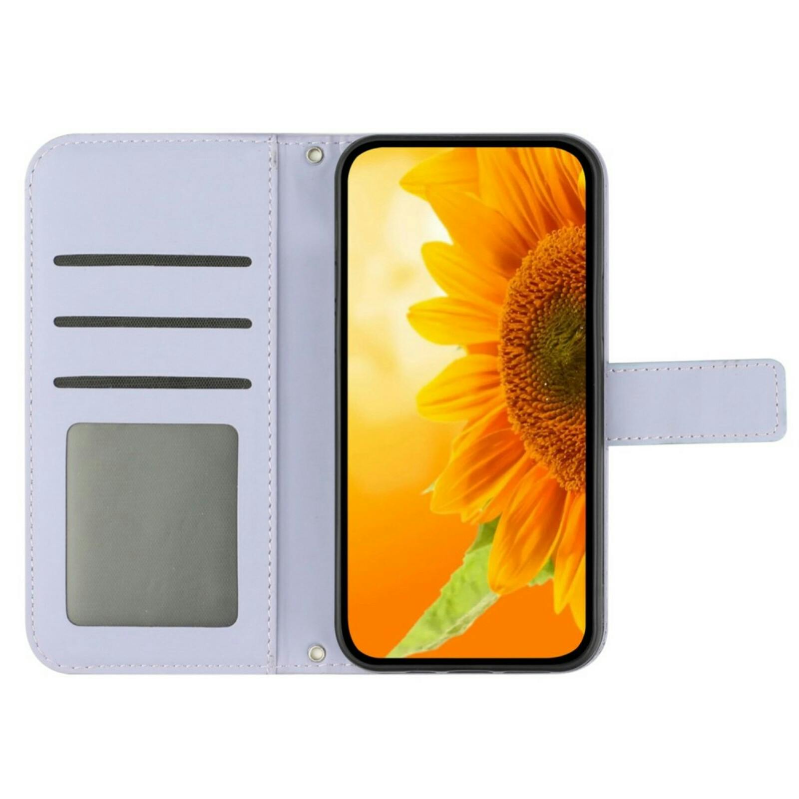 Mocaa Samsung Galaxy S24 FE Sunflower Bookcase met Koord Paars