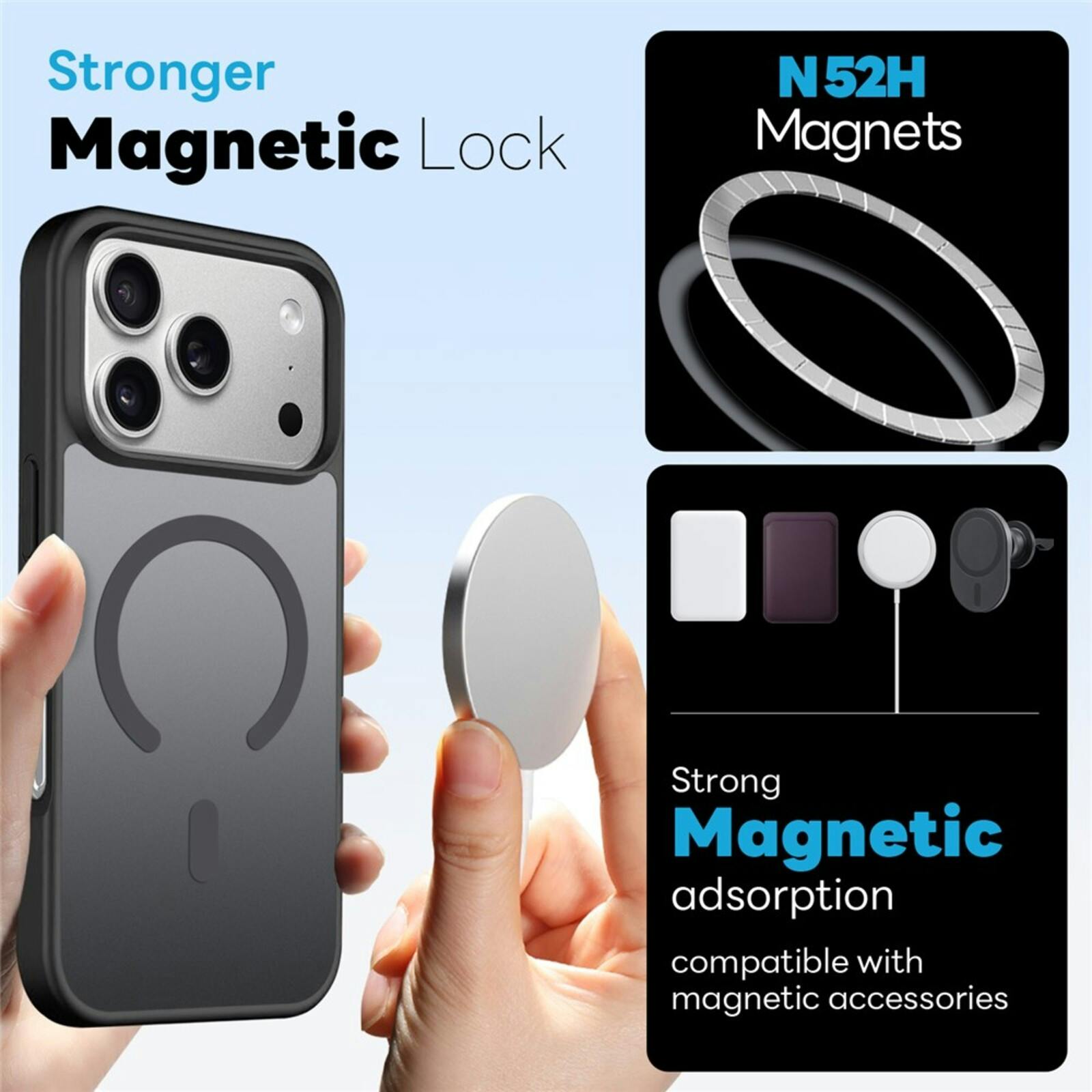 Northjo 2-in-1 iPhone 17 Pro Max Hoesje – Shockproof, MagSafe + Screenprotector Zwart