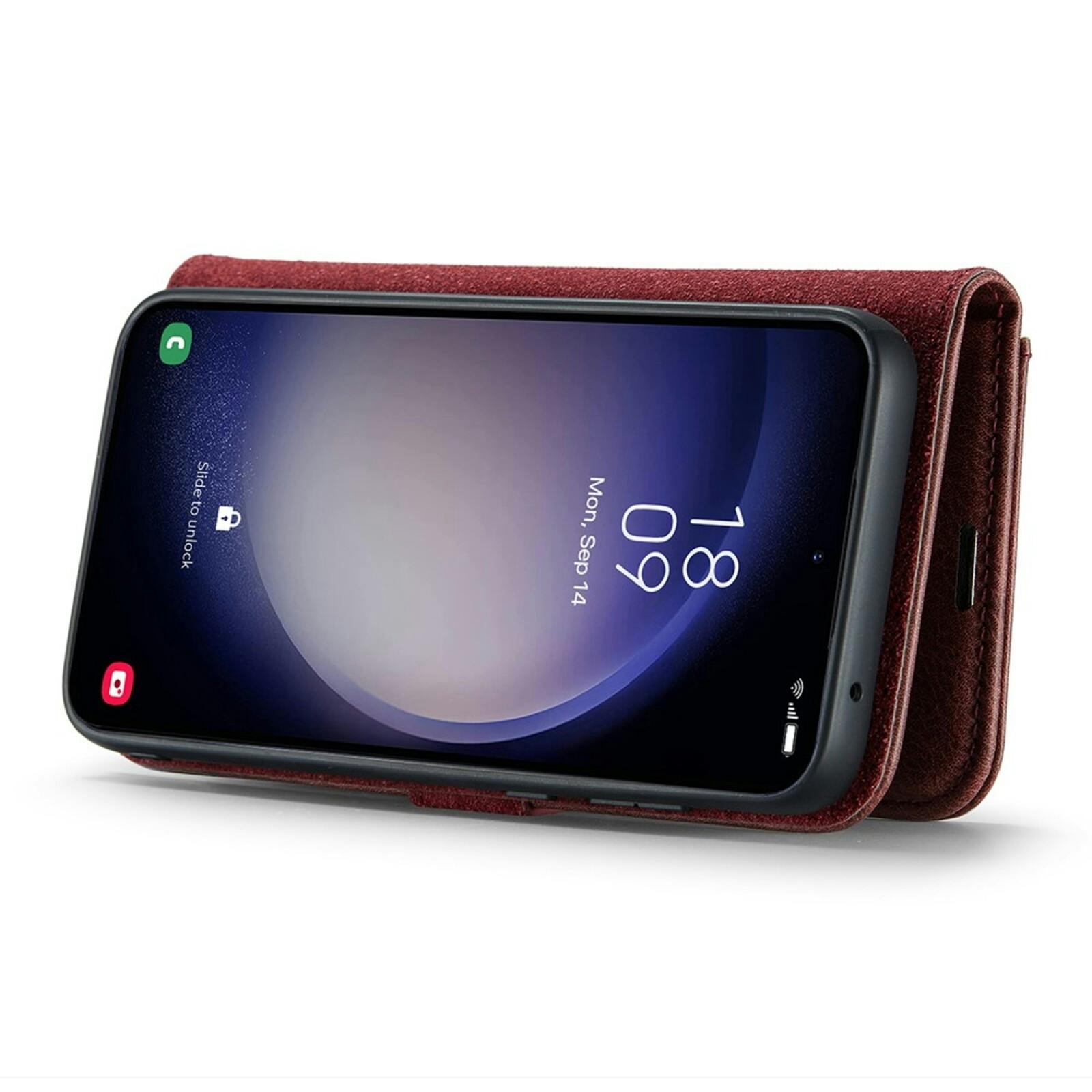 DG.MING Samsung Galaxy S25 Lederen 2-in-1 Wallet Hoesje Rood