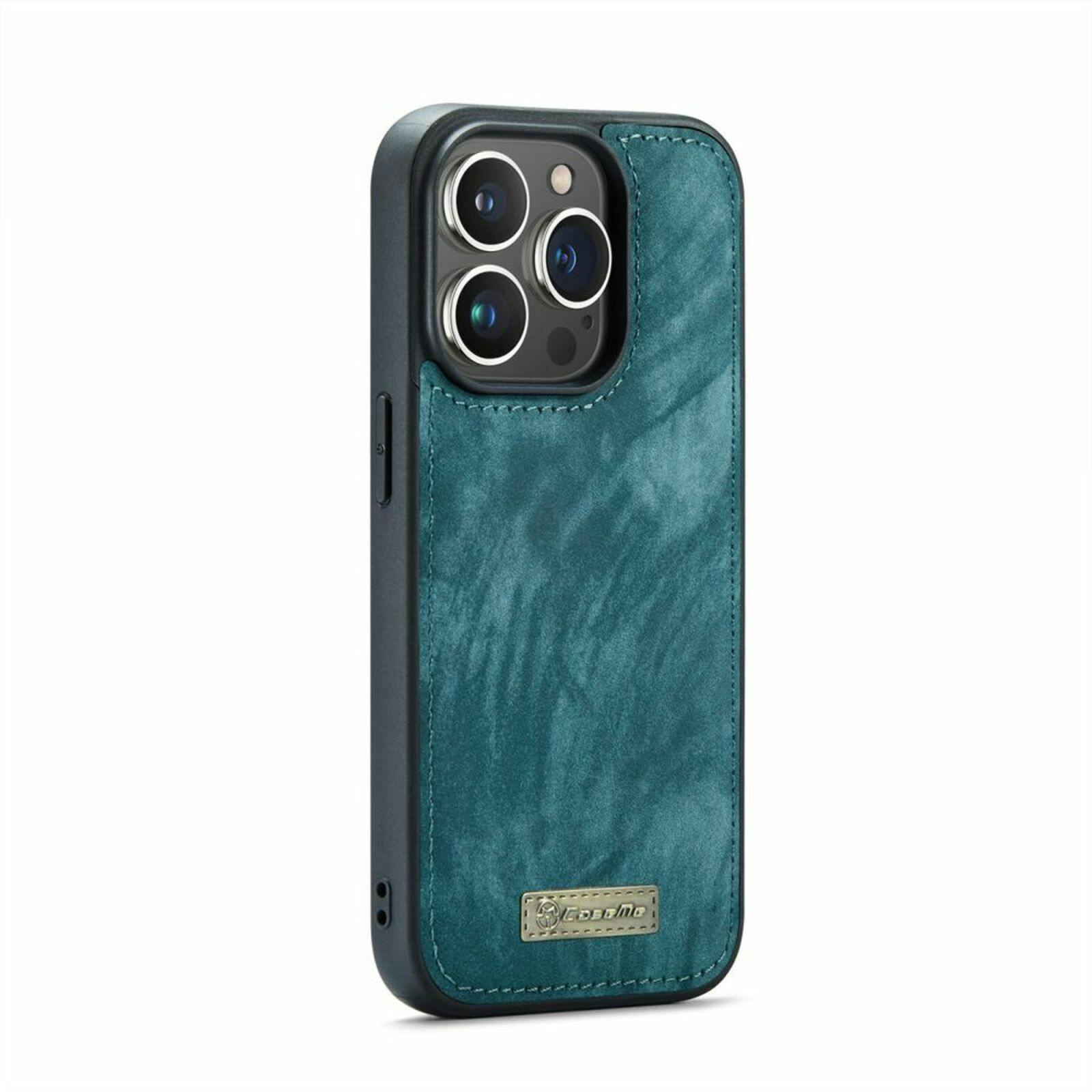 Caseme iPhone 15 Pro Vintage Portemonnee Hoesje Blauw