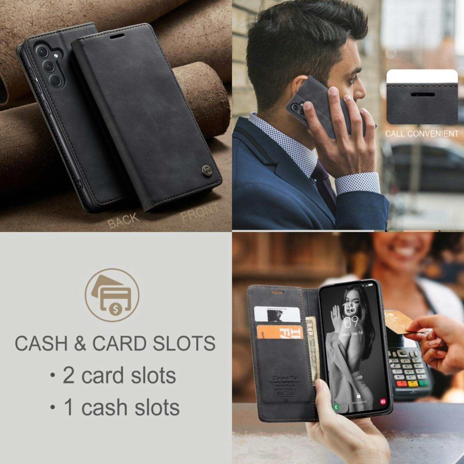 Caseme Samsung Galaxy A56 Business Bookcase Hoesje Zwart