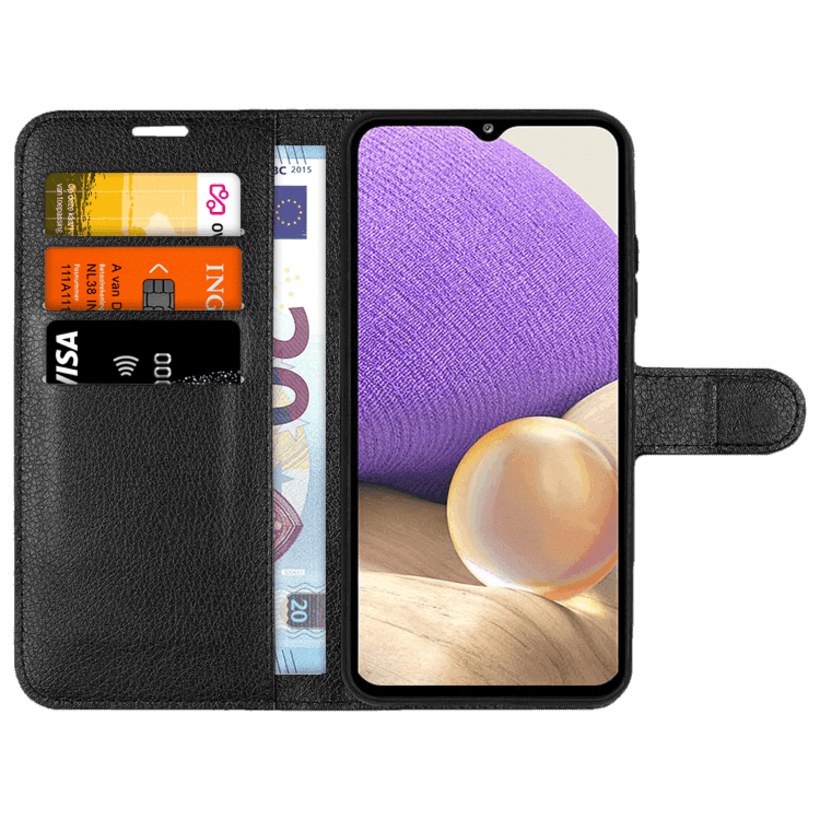 Mocaa Samsung Galaxy A53 Portemonnee Hoesje Pasjes Zwart