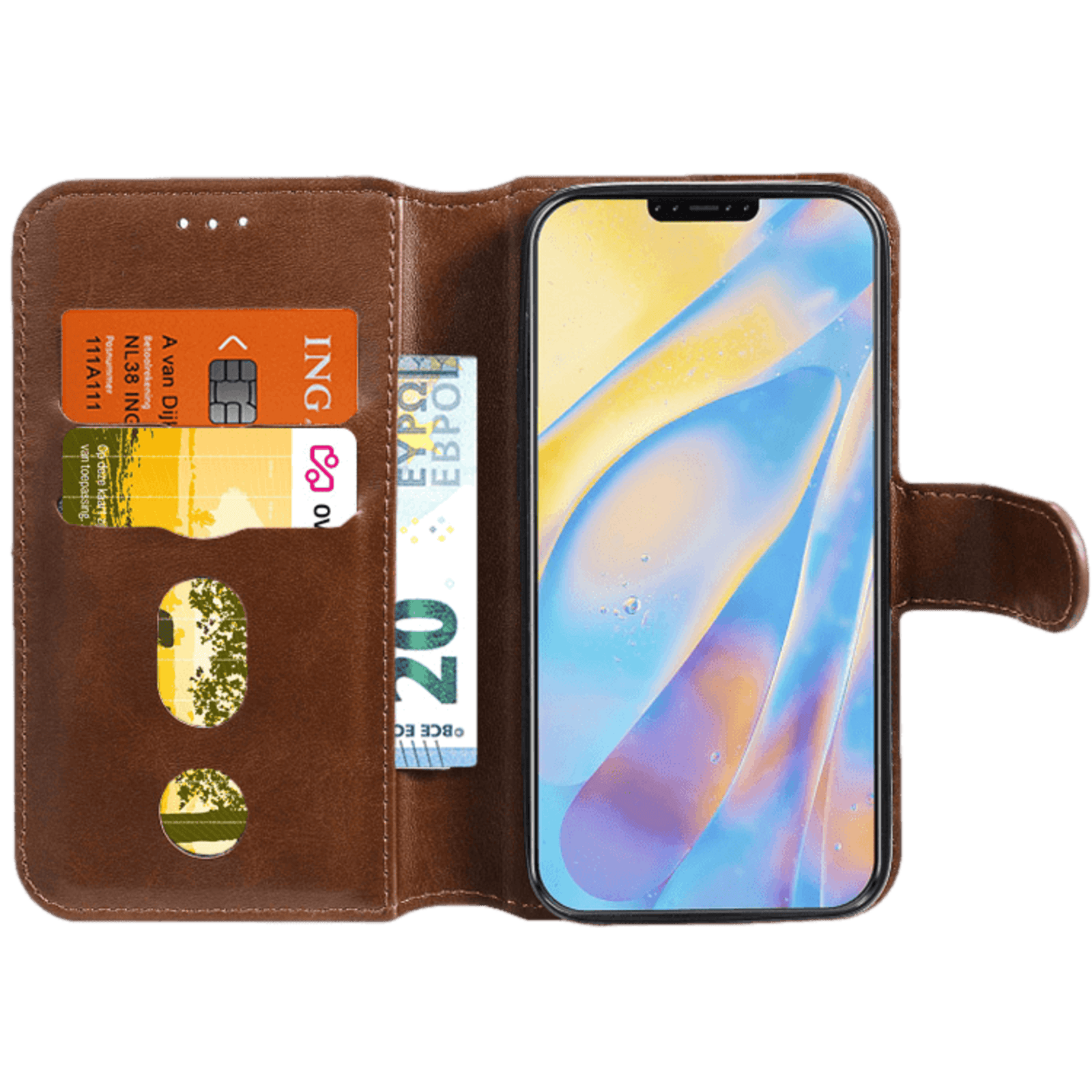 Mocaa iPhone 12 (Pro) Slim-Fit Boek Hoesje Bruin