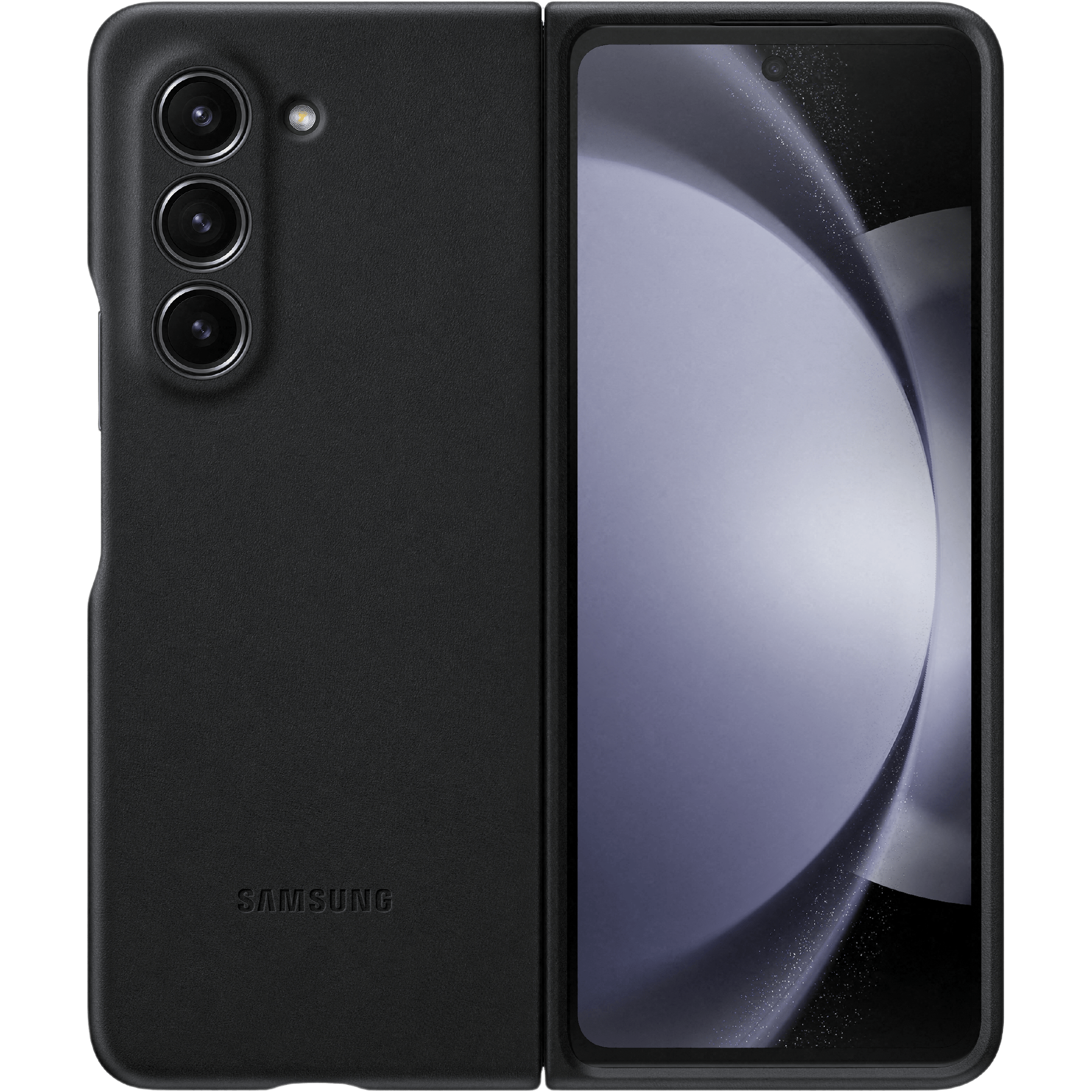 Samsung Galaxy Z Fold5 Eco Leren Hoesje Zwart - Voorkant