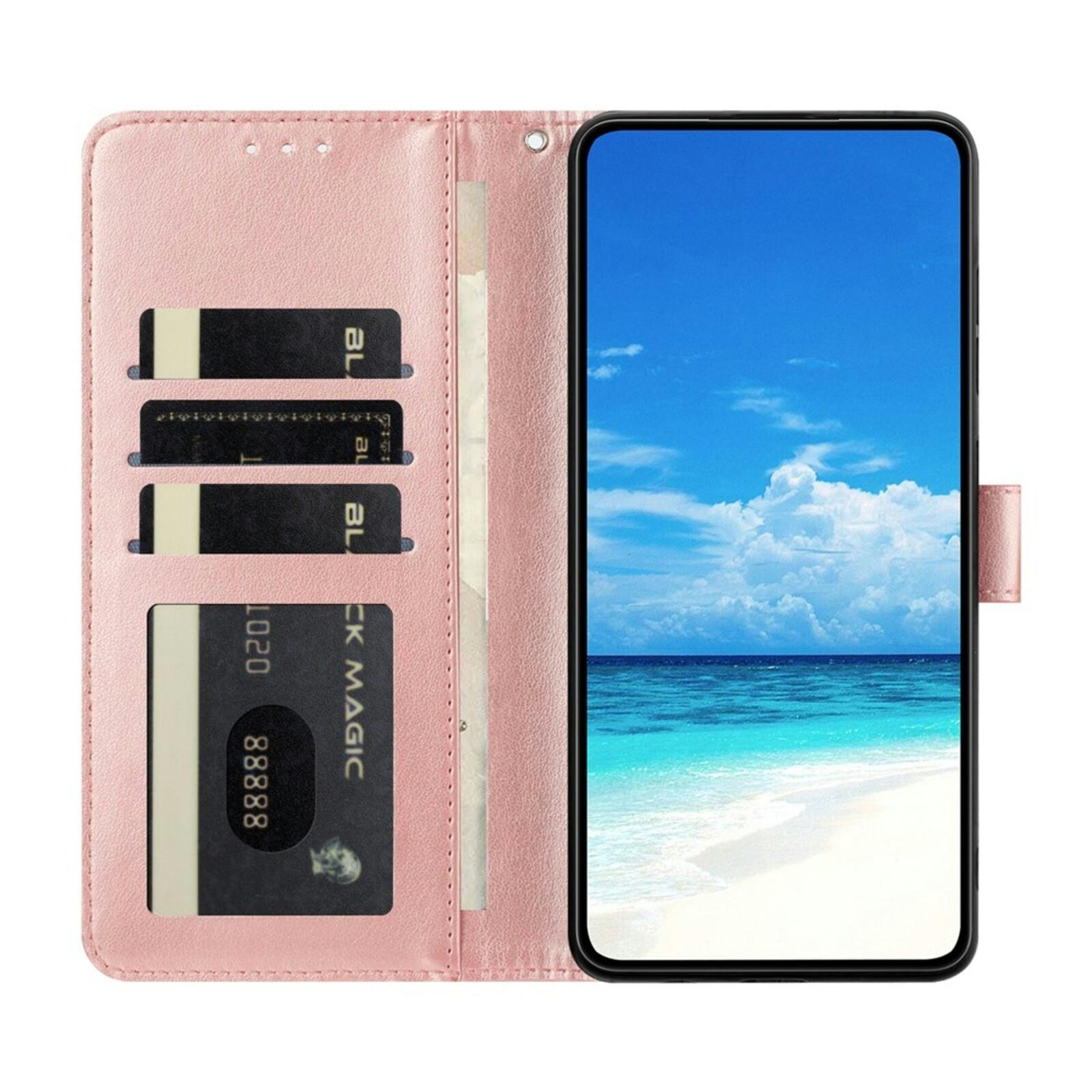 Comfycase Samsung Galaxy A18 Vlinders Booklet Hoesje Roségoud