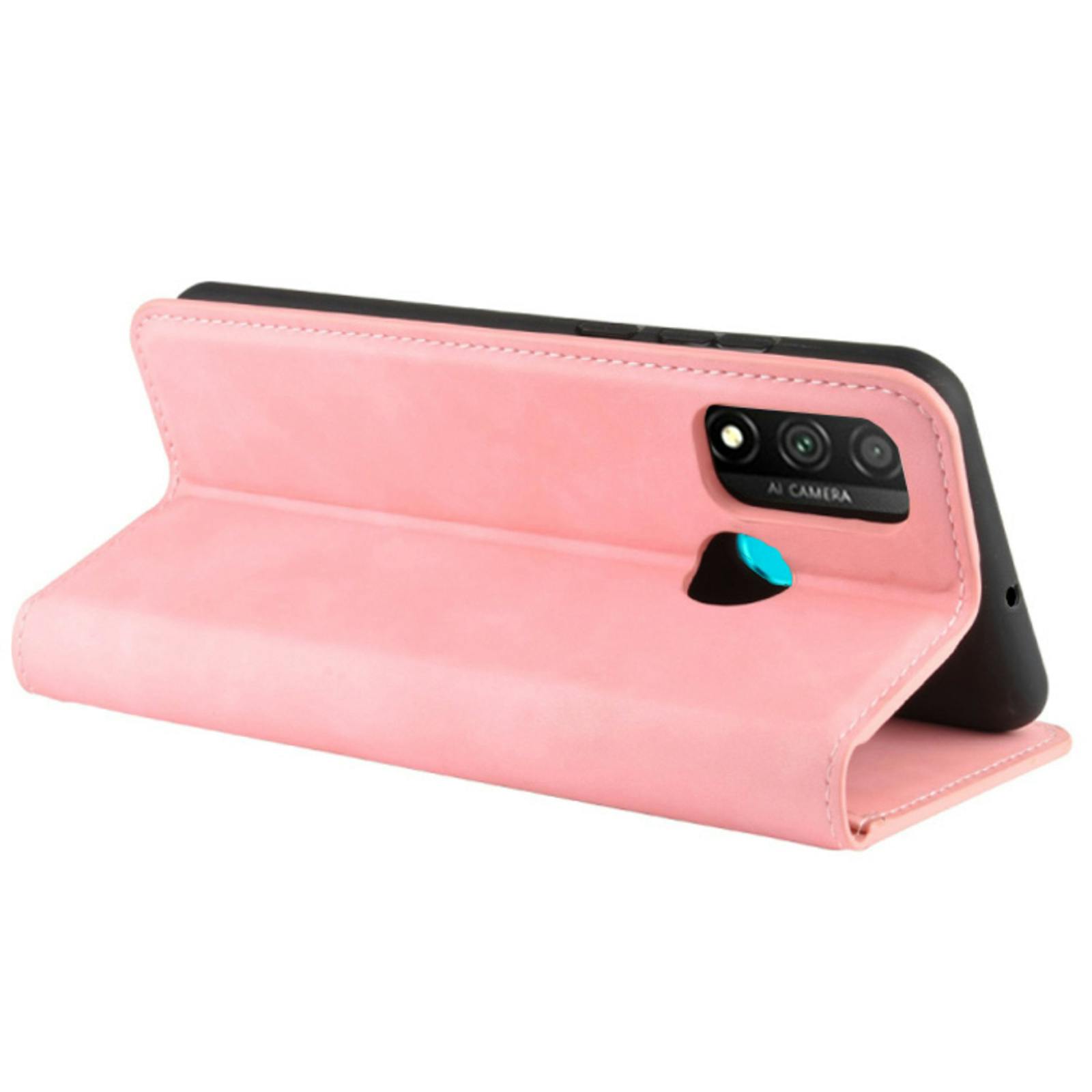 Mocaa Huawei P Smart 2020 Magnetisch Slim Fit Bookcase Hoesje Roze
