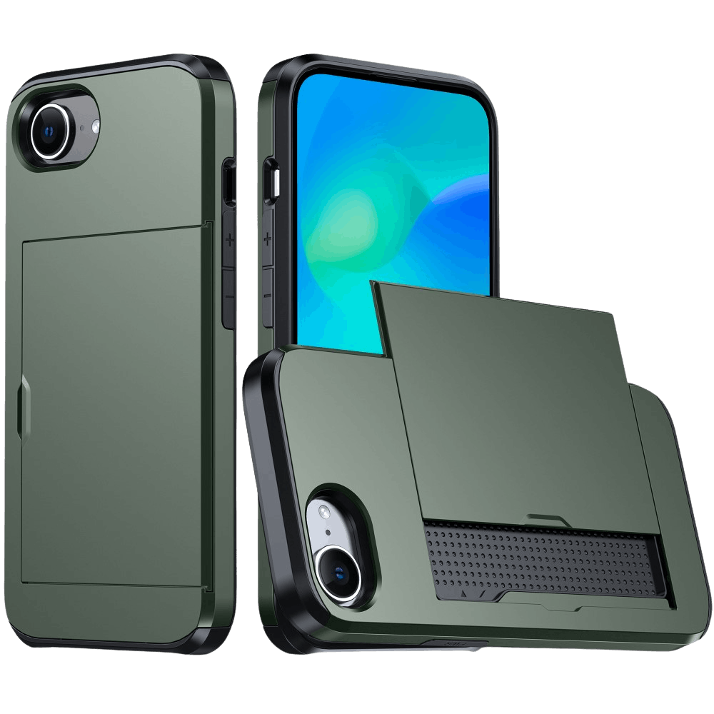 Slide Case Apple iPhone 16e Hoesje met Pashouder Groen