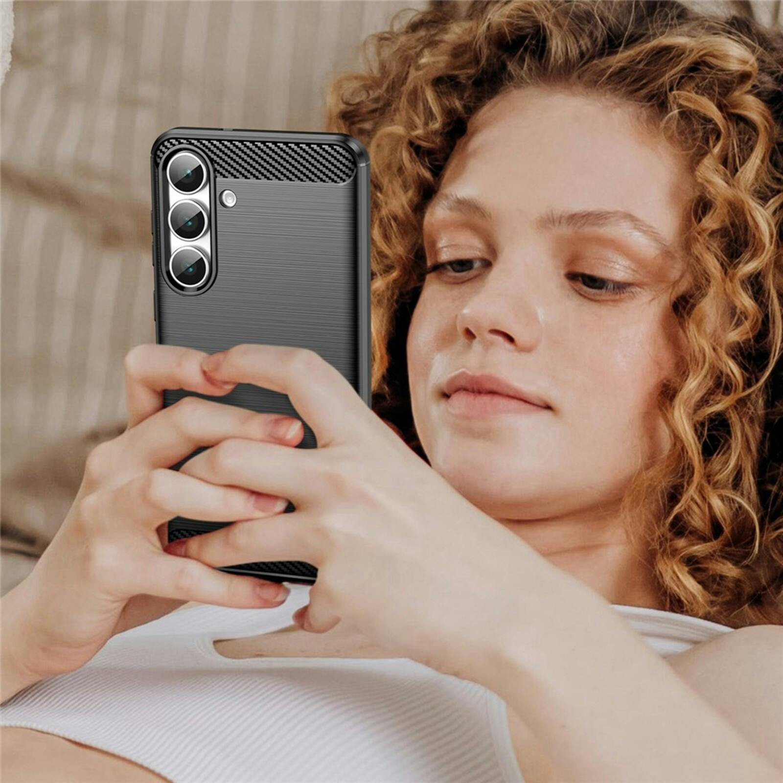 Mocaa Samsung Galaxy S25 FE Brushed Hoesje Zwart