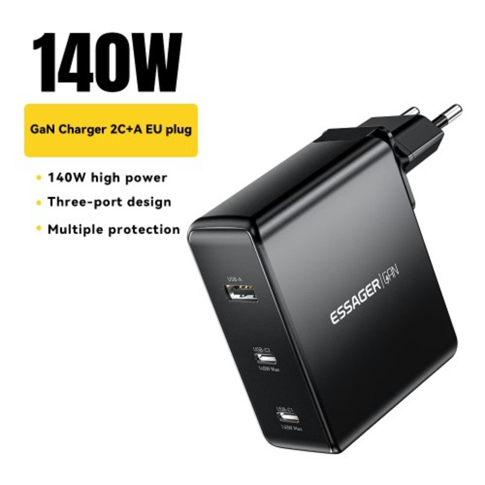 Essager 140W Multi-Port Charger Zwart